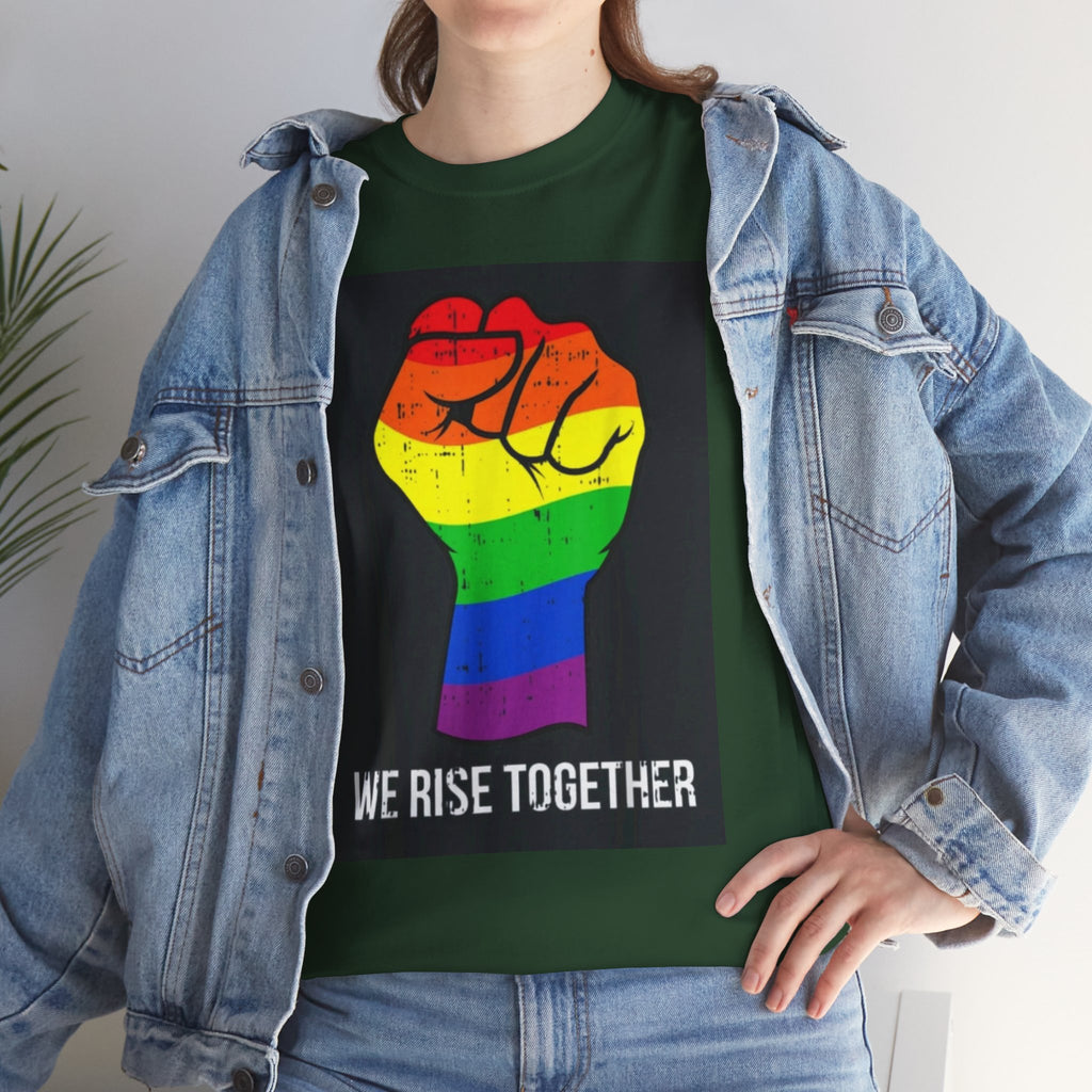 We Rise Together Rainbow Fist T-Shirt