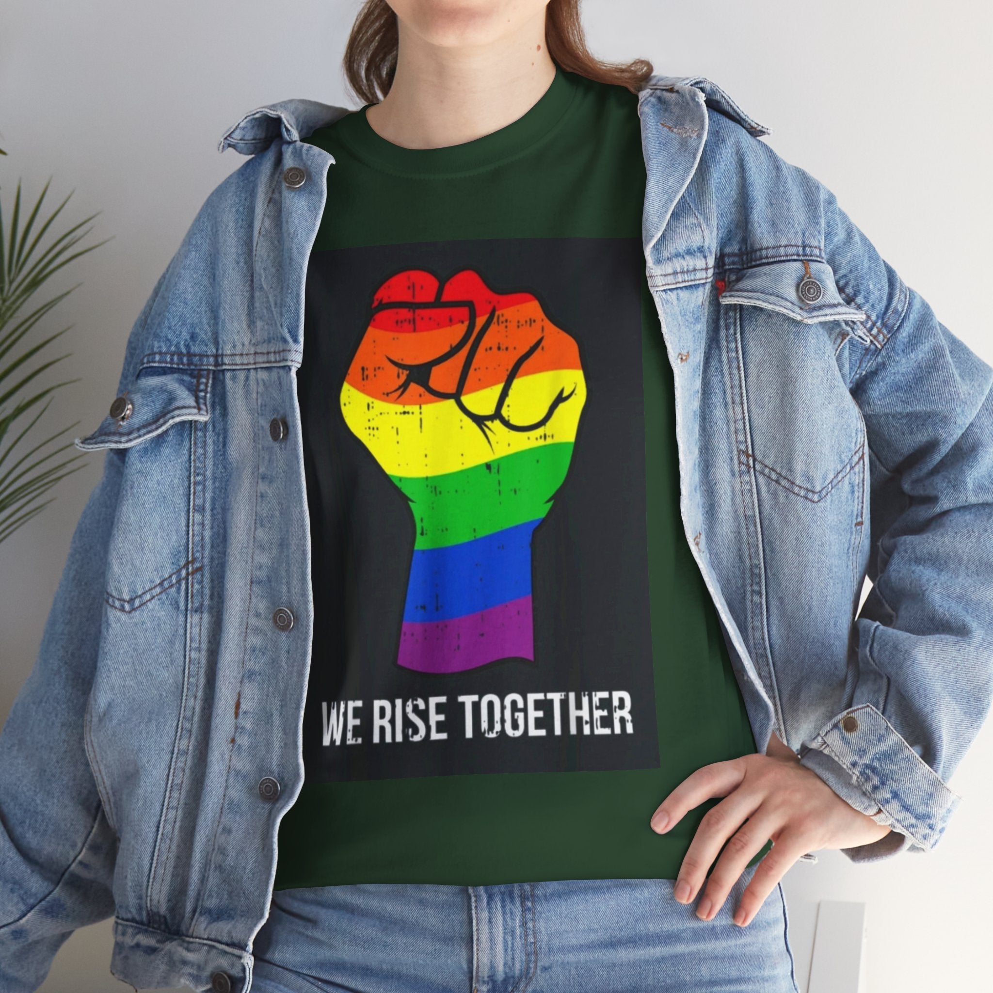 We Rise Together Rainbow Fist T-Shirt