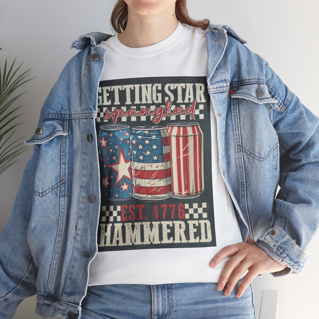 Getting Star Hammered Tee — Patriotic 4th of July Beer Can T-Shirt (Est. 1776)