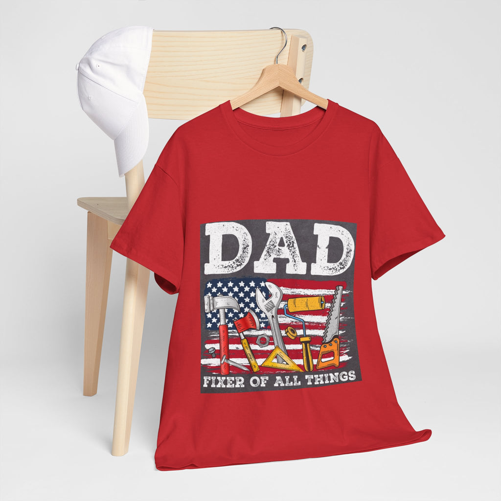 Dad Fixer Of All Things T-Shirt — American Flag Tool Graphic Tee for Fathers