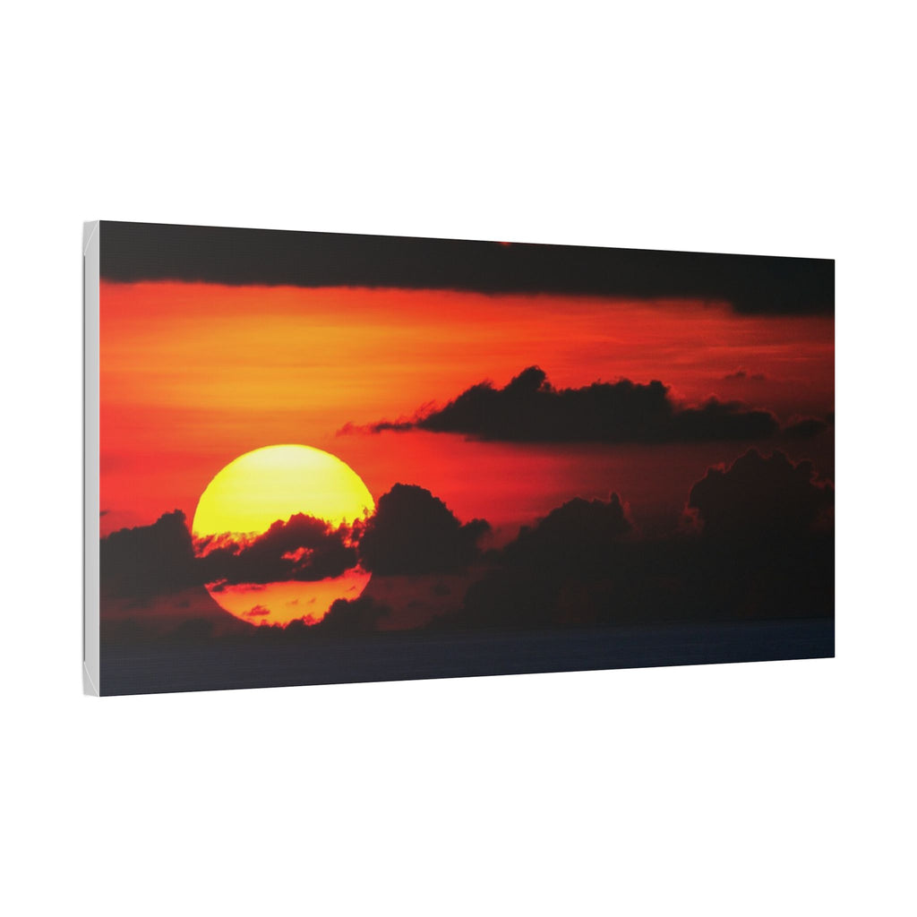 Sunset Ocean Canvas Print — Dramatic Red Sunset Wall Art