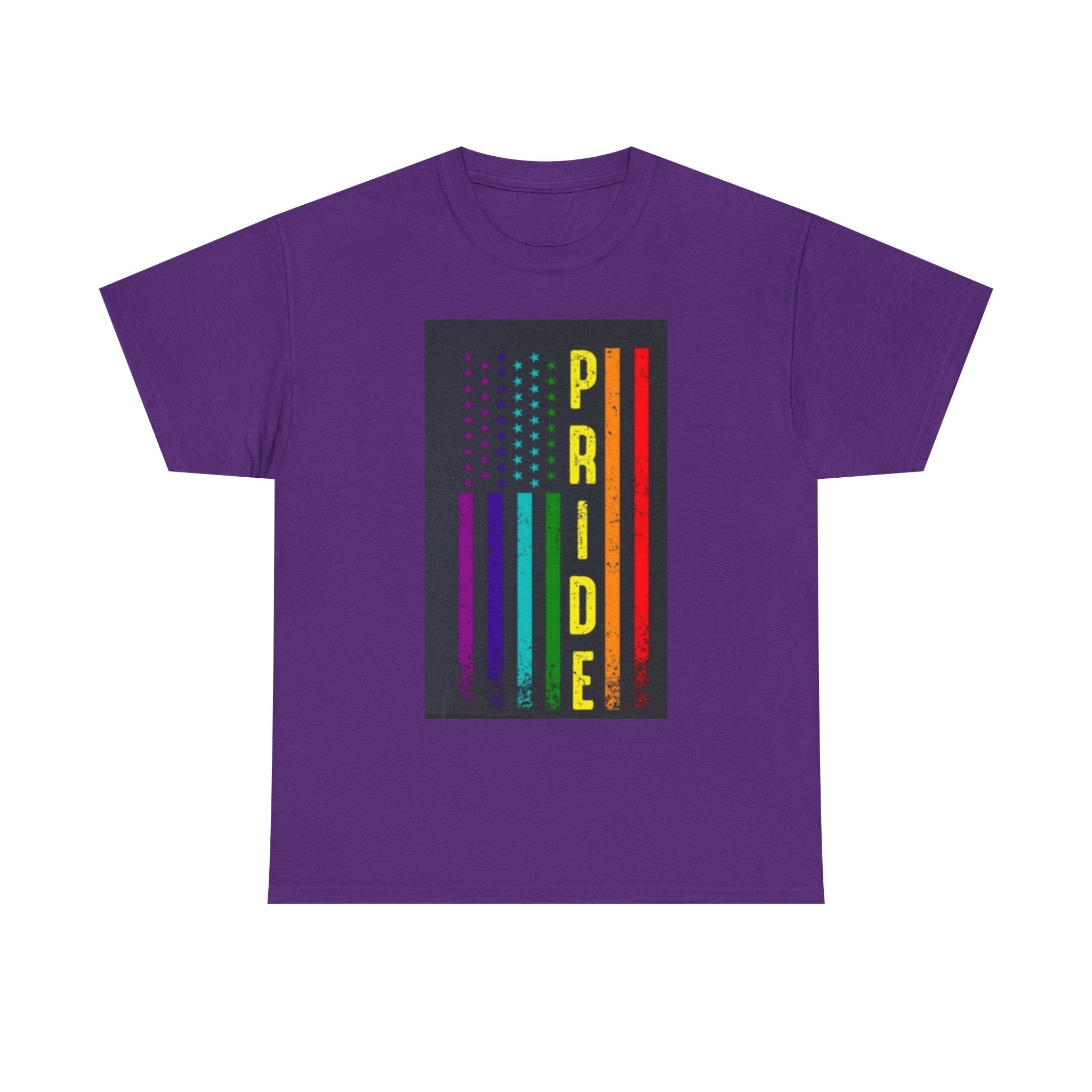 Pride Rainbow Flag Tee — Vertical "PRIDE" Graphic T-Shirt