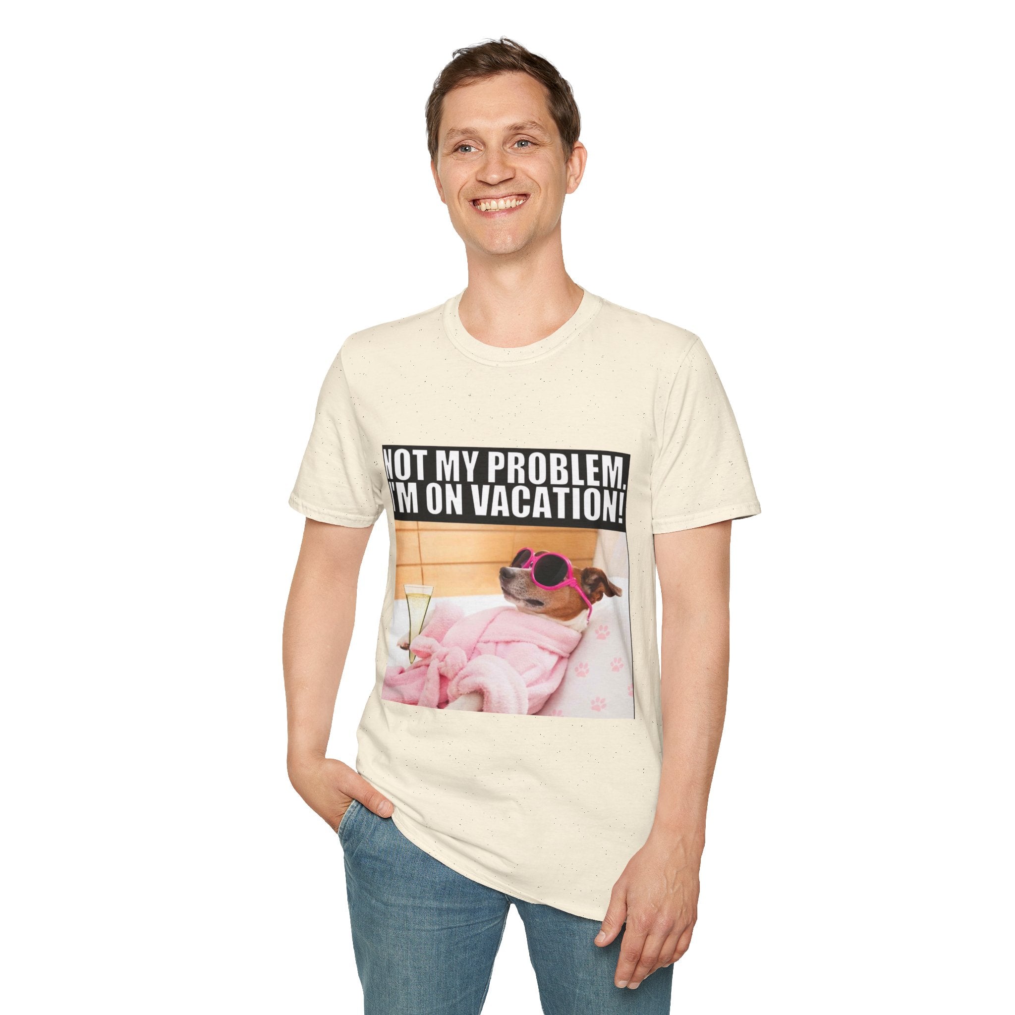 Vacation Vibes T-Shirt — "Not My Problem, I'm On Vacation" Relaxed Dog Graphic Tee