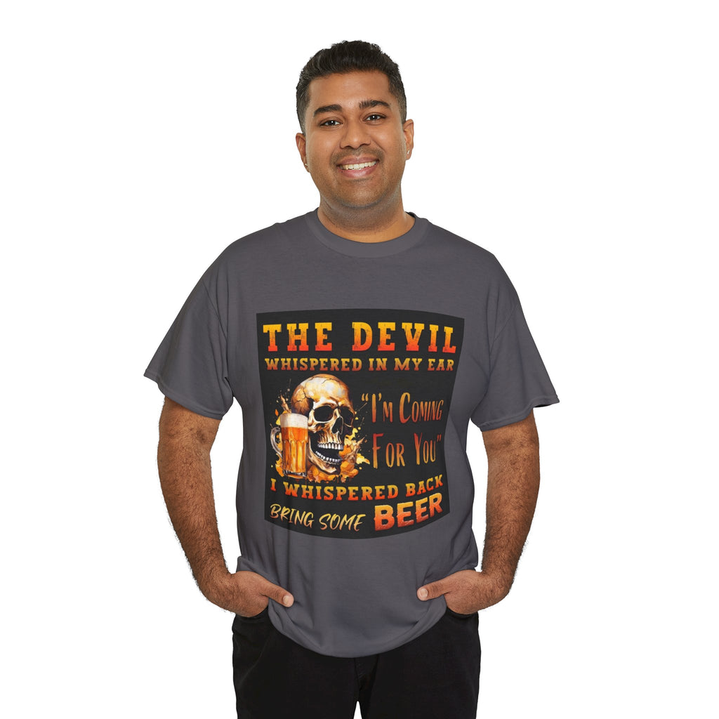 Devil Whispered T-Shirt — “I’m Coming For You” Skull Beer Graphic Tee