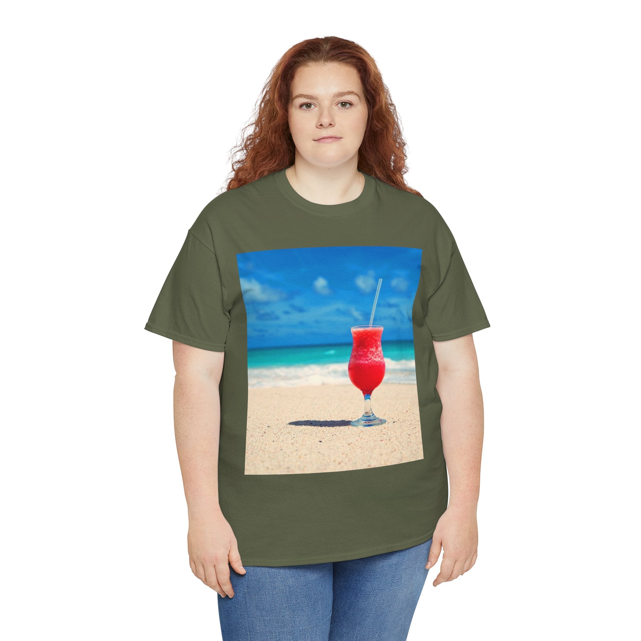 Tropical Beach Cocktail Graphic Tee (Summer Vacation Drink)