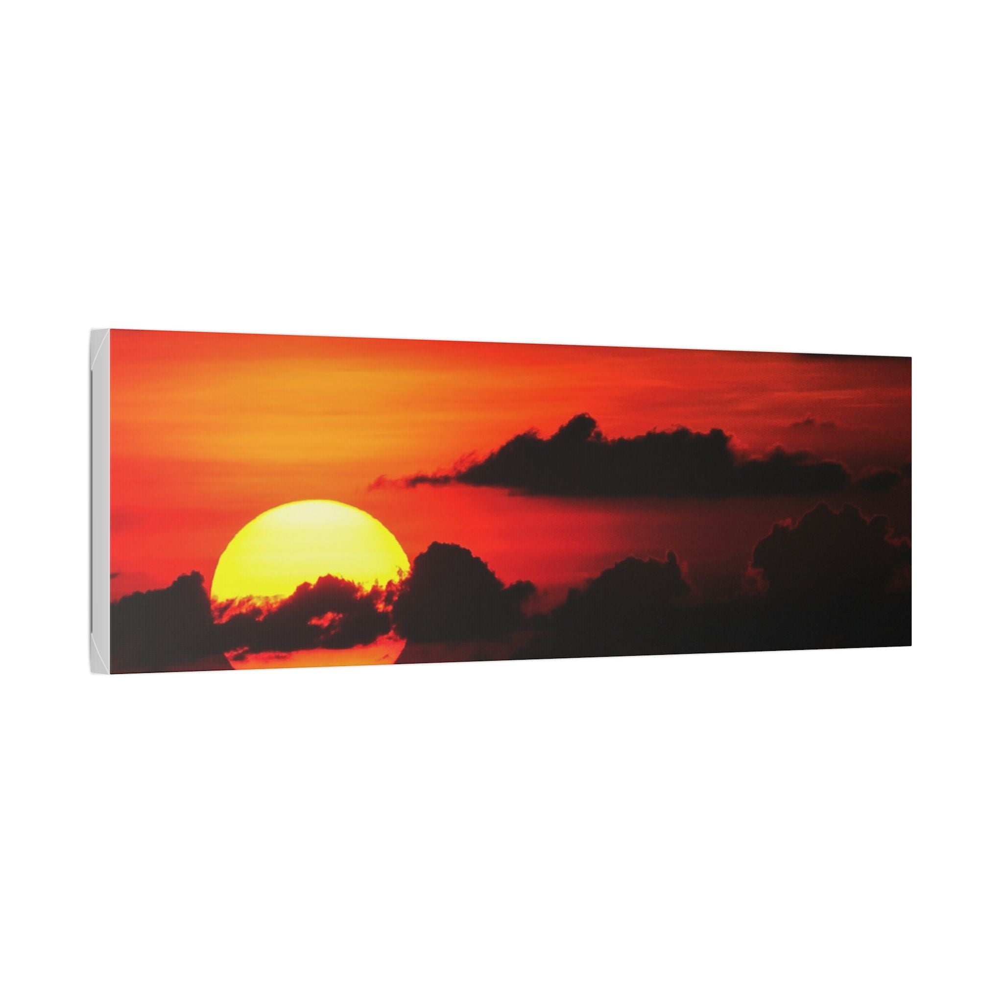 Sunset Ocean Canvas Print — Dramatic Red Sunset Wall Art