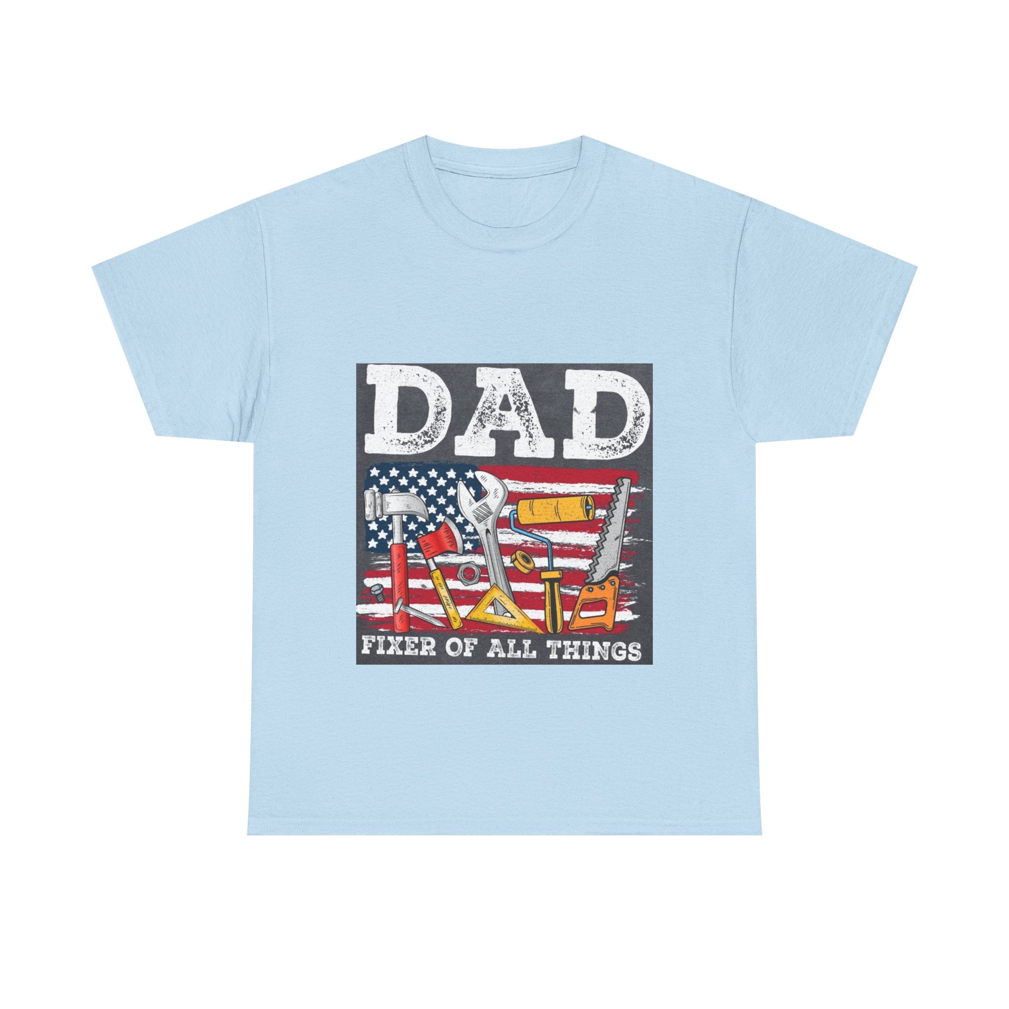 Dad Fixer Of All Things T-Shirt — American Flag Tool Graphic Tee for Fathers