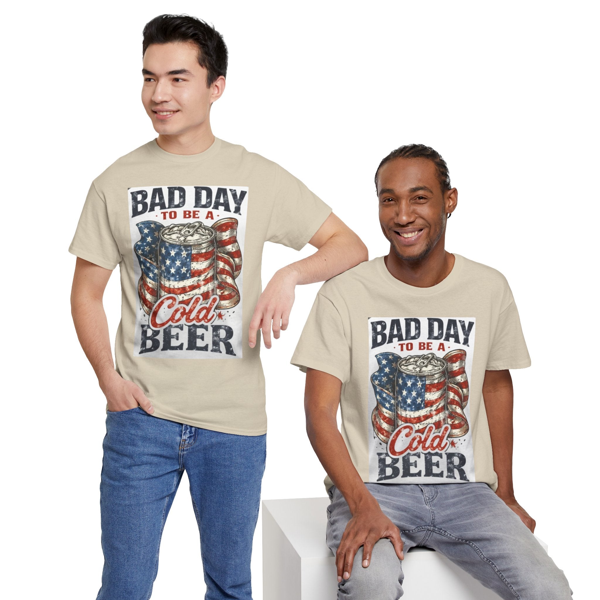 Bad Day to Be a Cold Beer T-Shirt — American Flag Beer Can Graphic Tee
