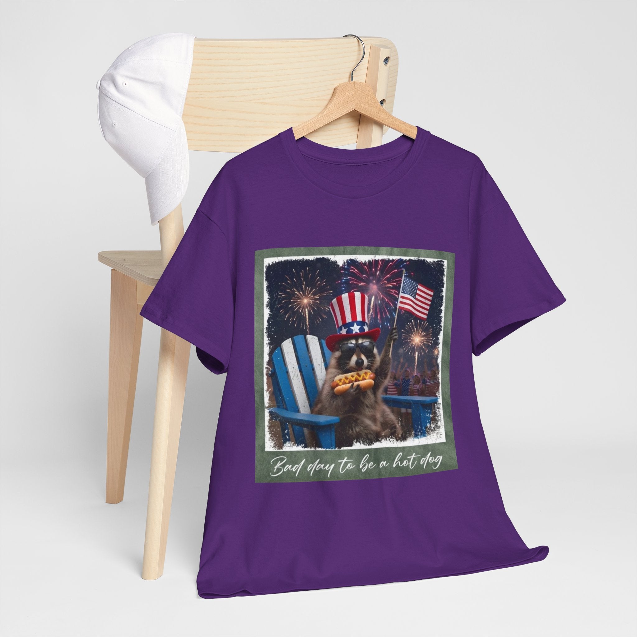 Patriotic Uncle Sam Bear T-Shirt — 'God Spares Us to Be a Hot Dog' 4th of July Tee