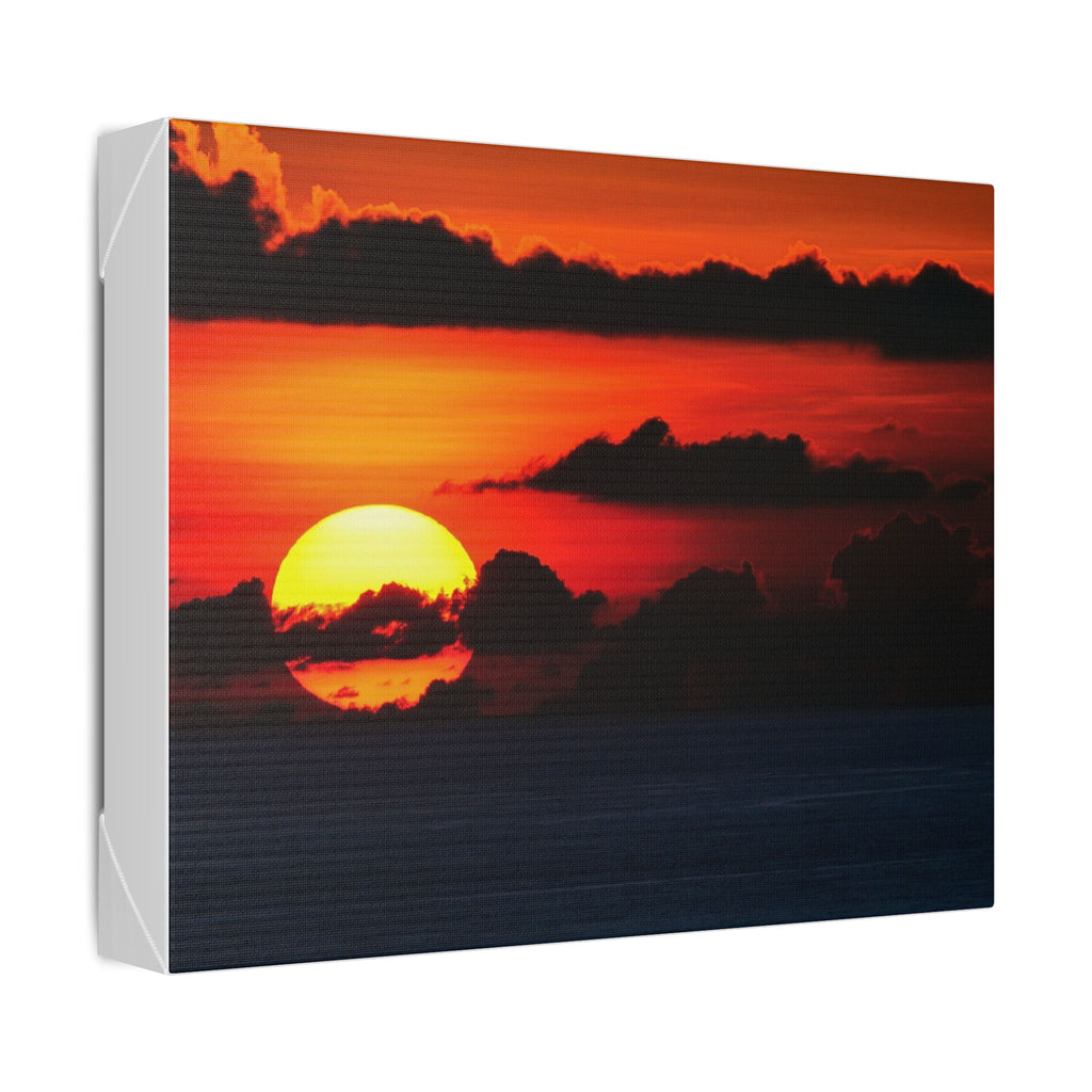 Sunset Ocean Canvas Print — Dramatic Red Sunset Wall Art
