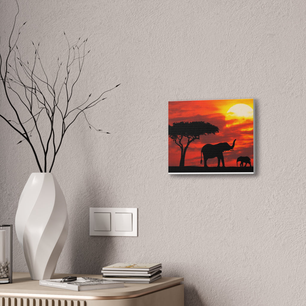 Elephant Sunset Canvas Print — African Safari Wall Art