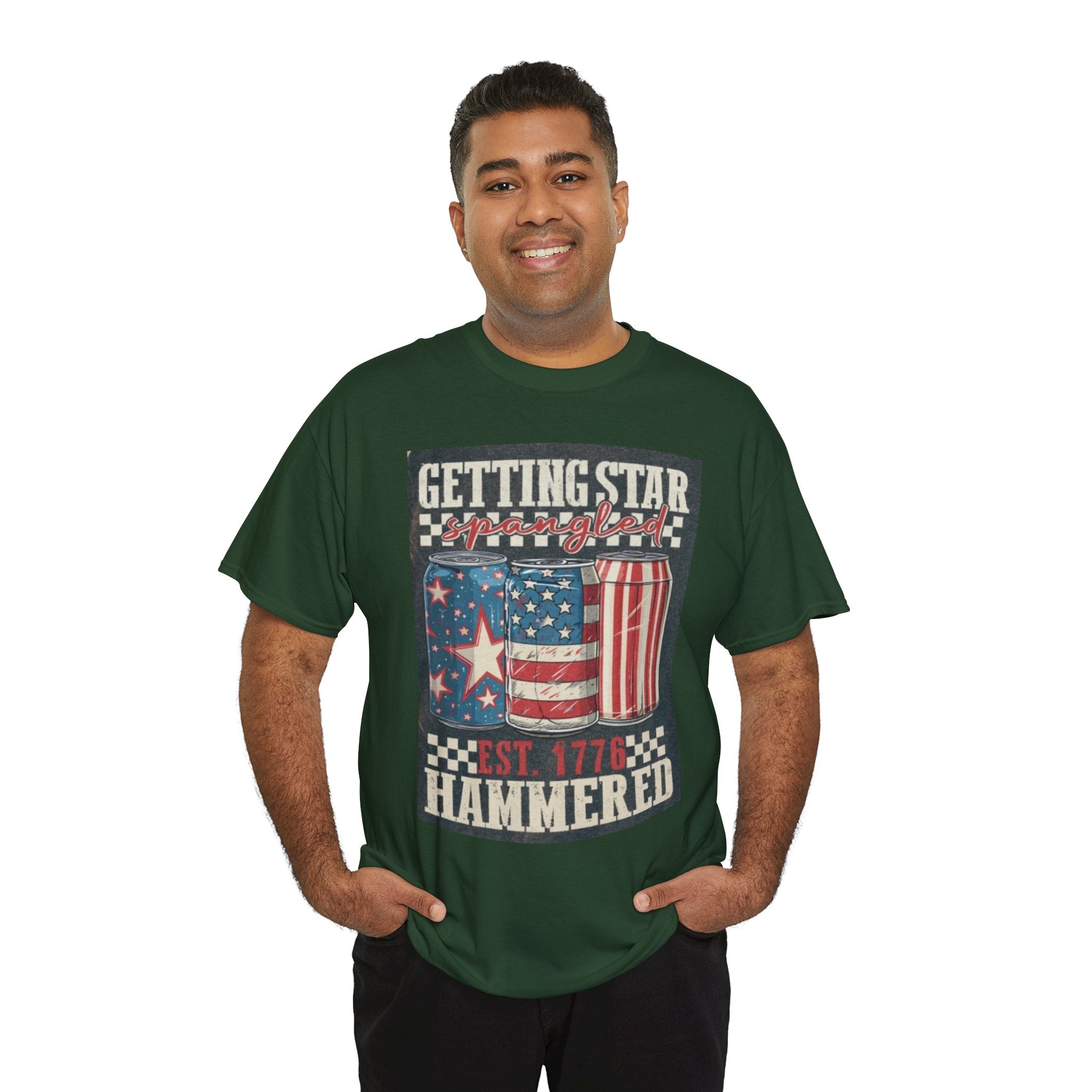 Getting Star Hammered Tee — Patriotic 4th of July Beer Can T-Shirt (Est. 1776)