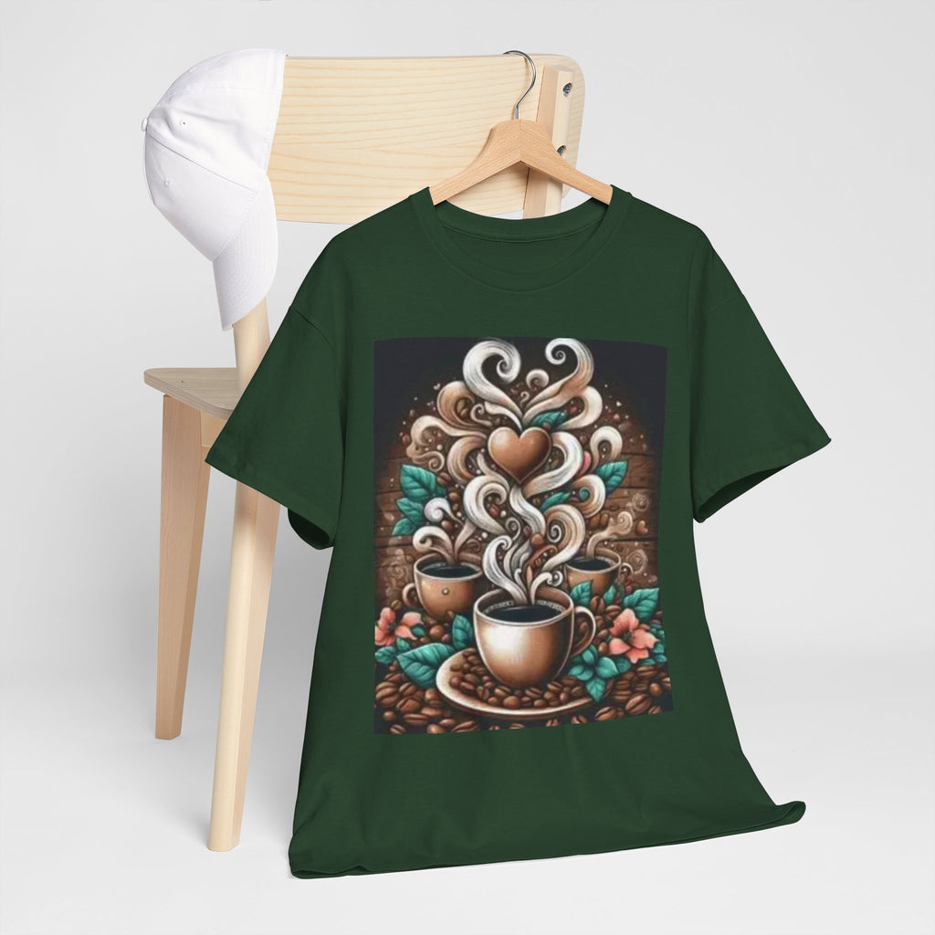 Coffee Cup T-Shirt — Whimsical Steaming Heart Coffee Design