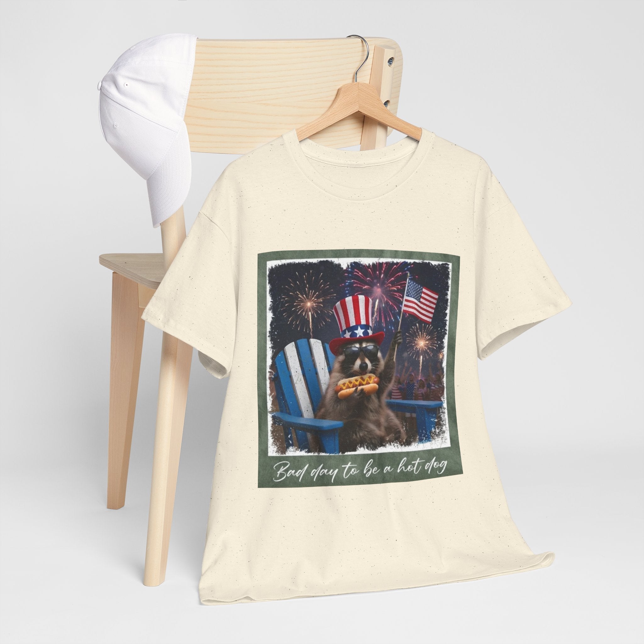 Patriotic Uncle Sam Bear T-Shirt — 'God Spares Us to Be a Hot Dog' 4th of July Tee