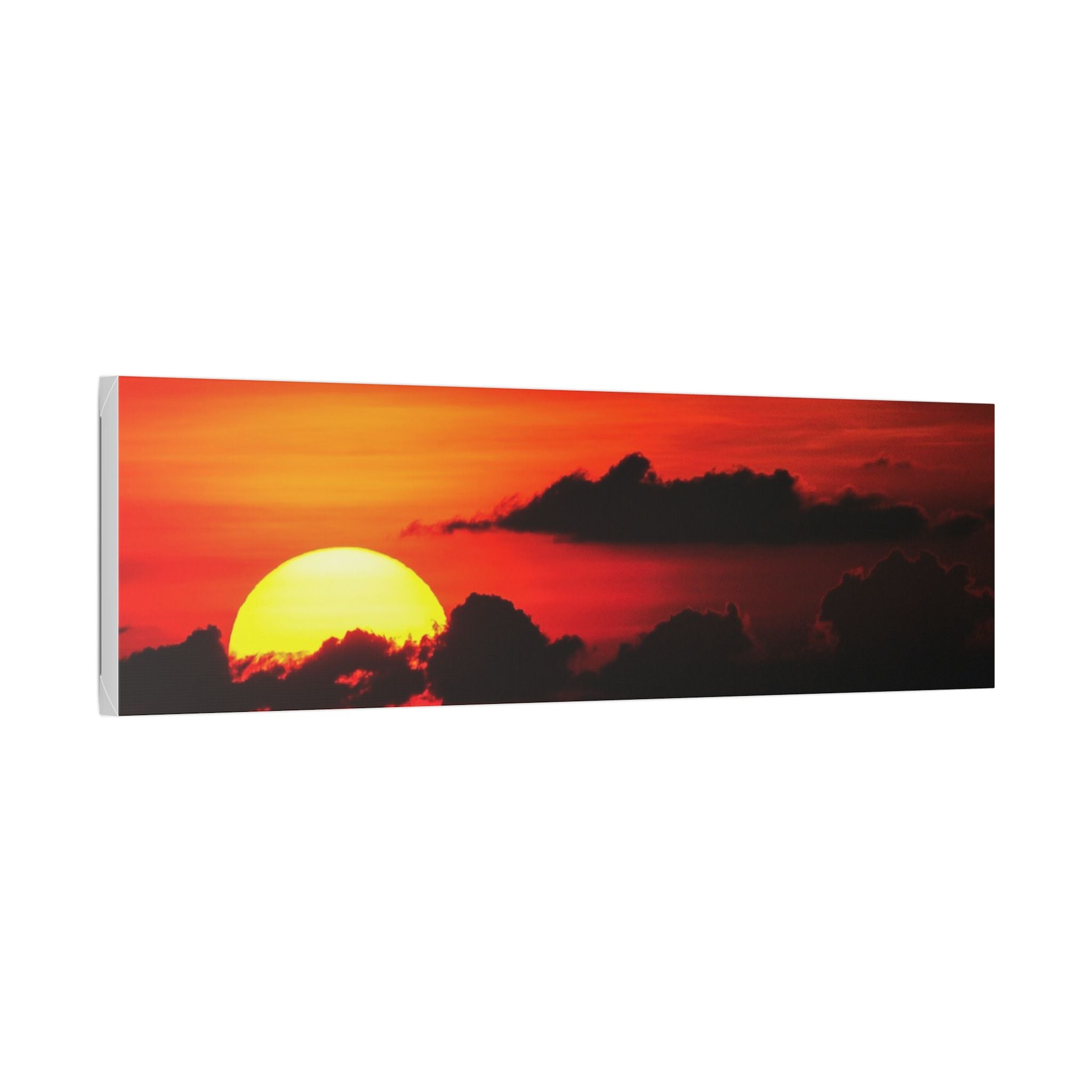 Sunset Ocean Canvas Print — Dramatic Red Sunset Wall Art
