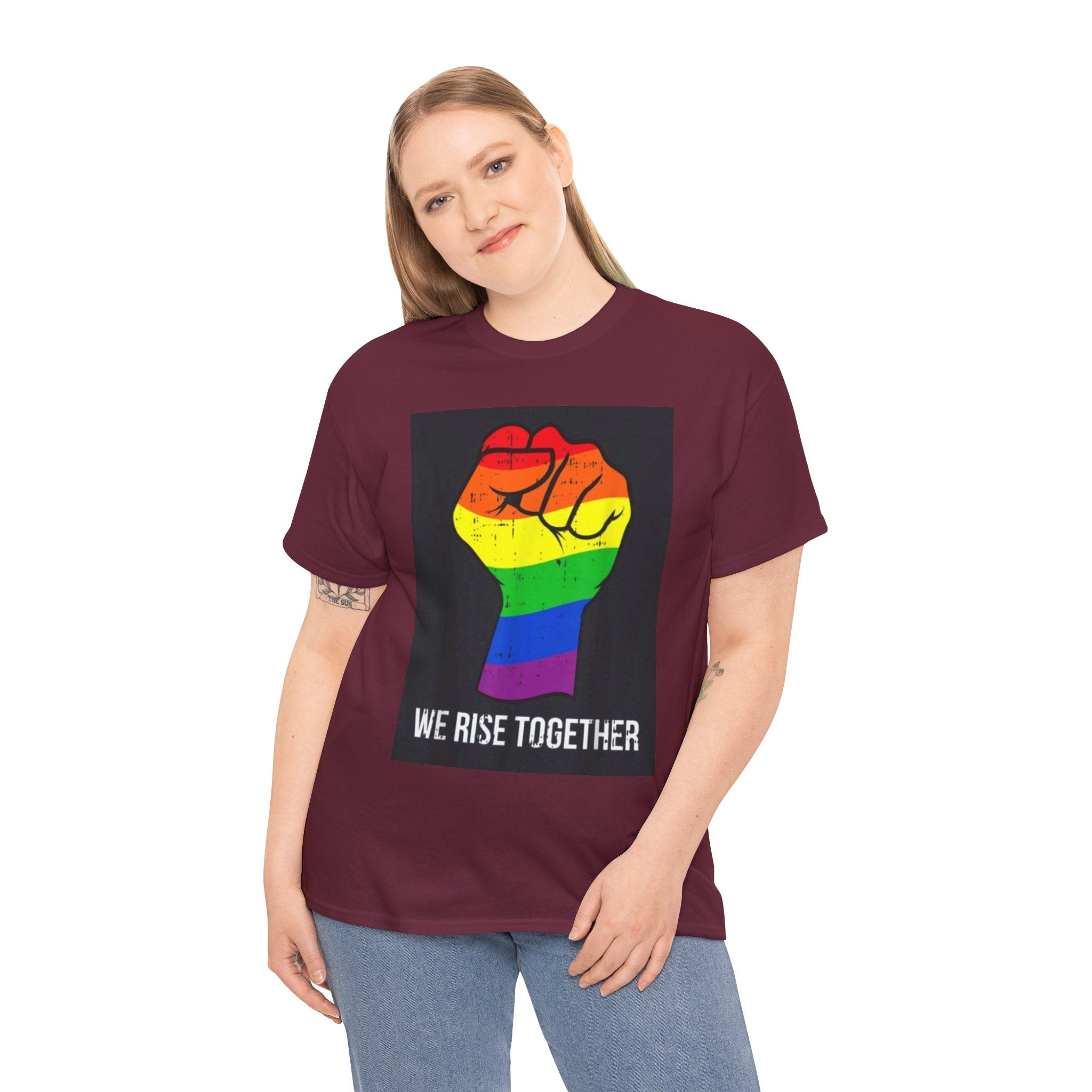 We Rise Together Rainbow Fist T-Shirt