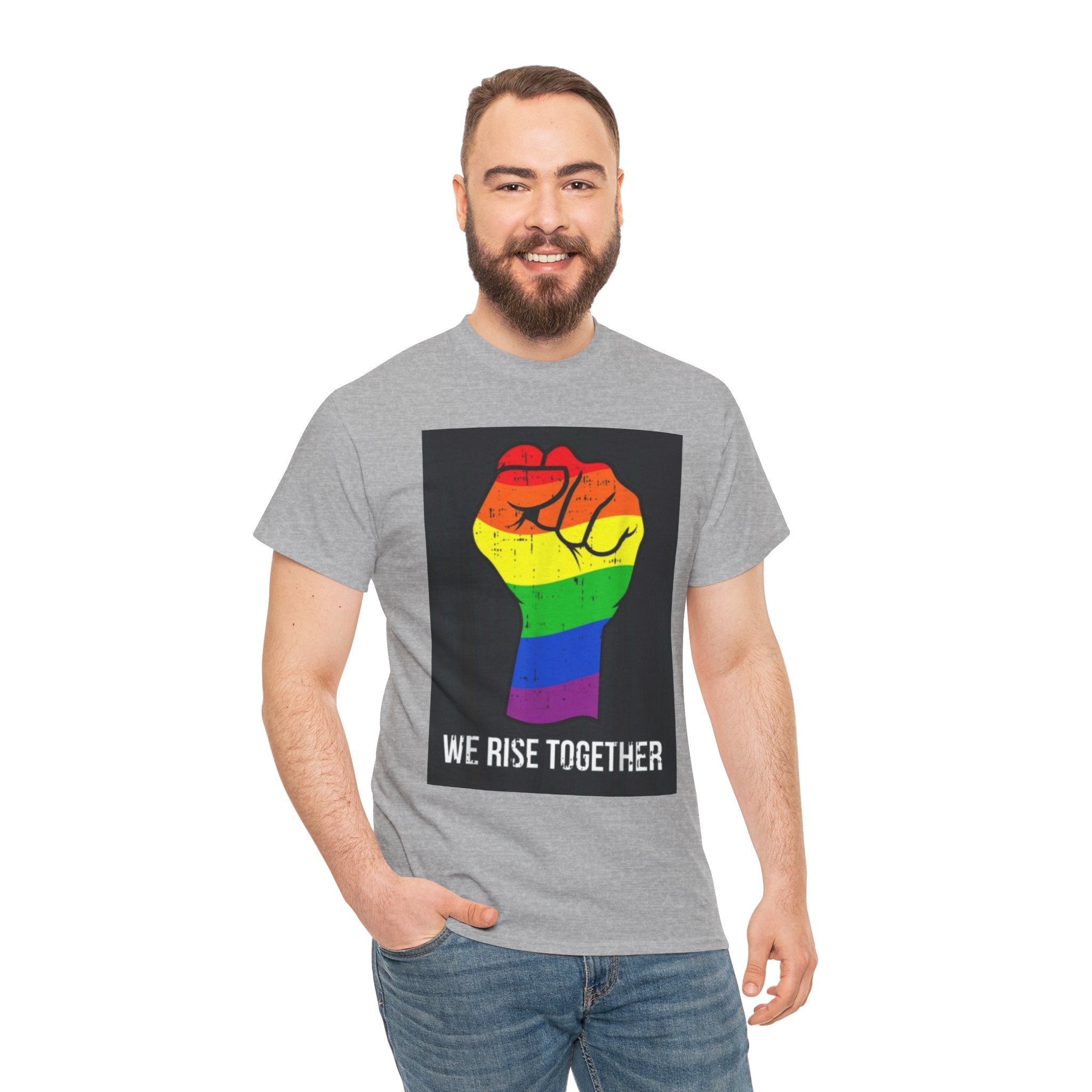 We Rise Together Rainbow Fist T-Shirt