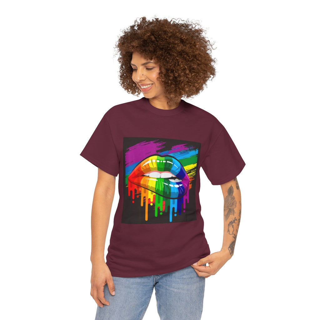 T-Shirt — Rainbow Drip Lips Pride Graphic Tee