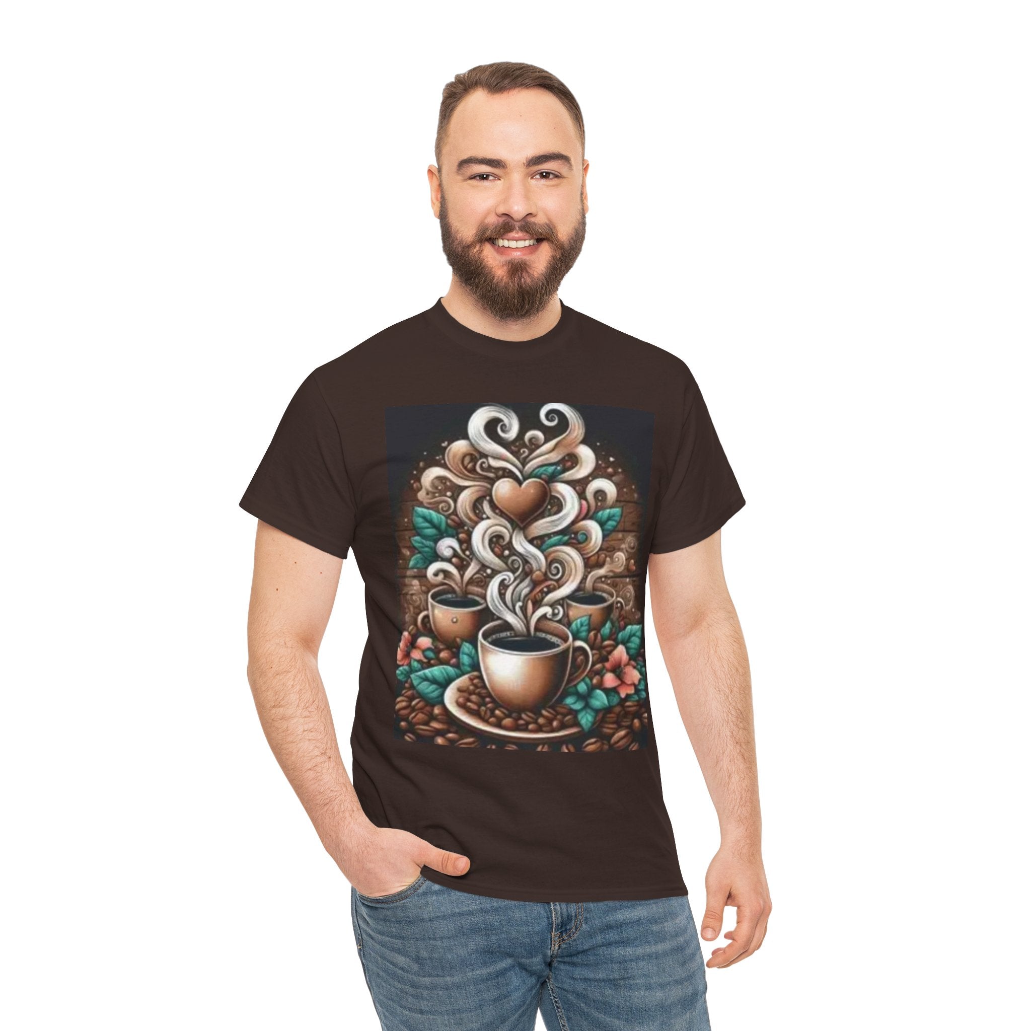 Coffee Cup T-Shirt — Whimsical Steaming Heart Coffee Design