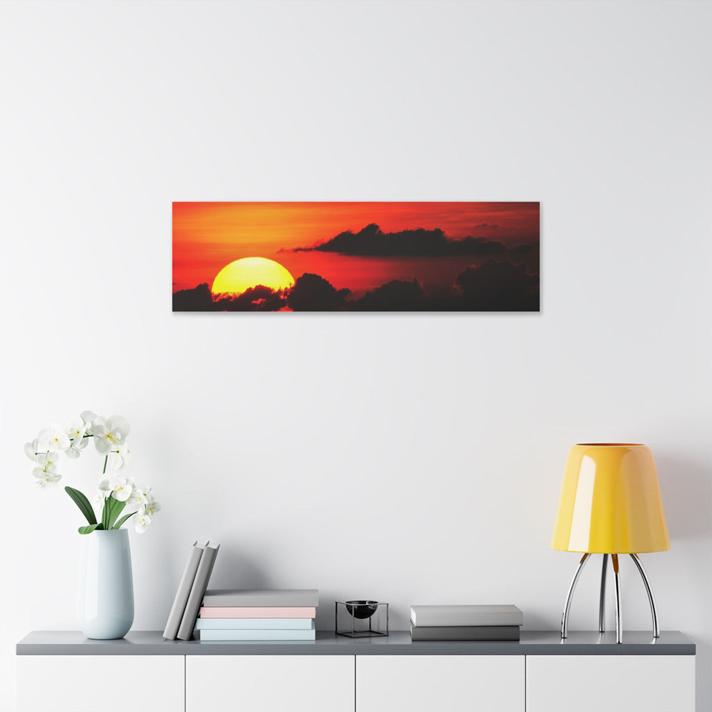 Sunset Ocean Canvas Print — Dramatic Red Sunset Wall Art