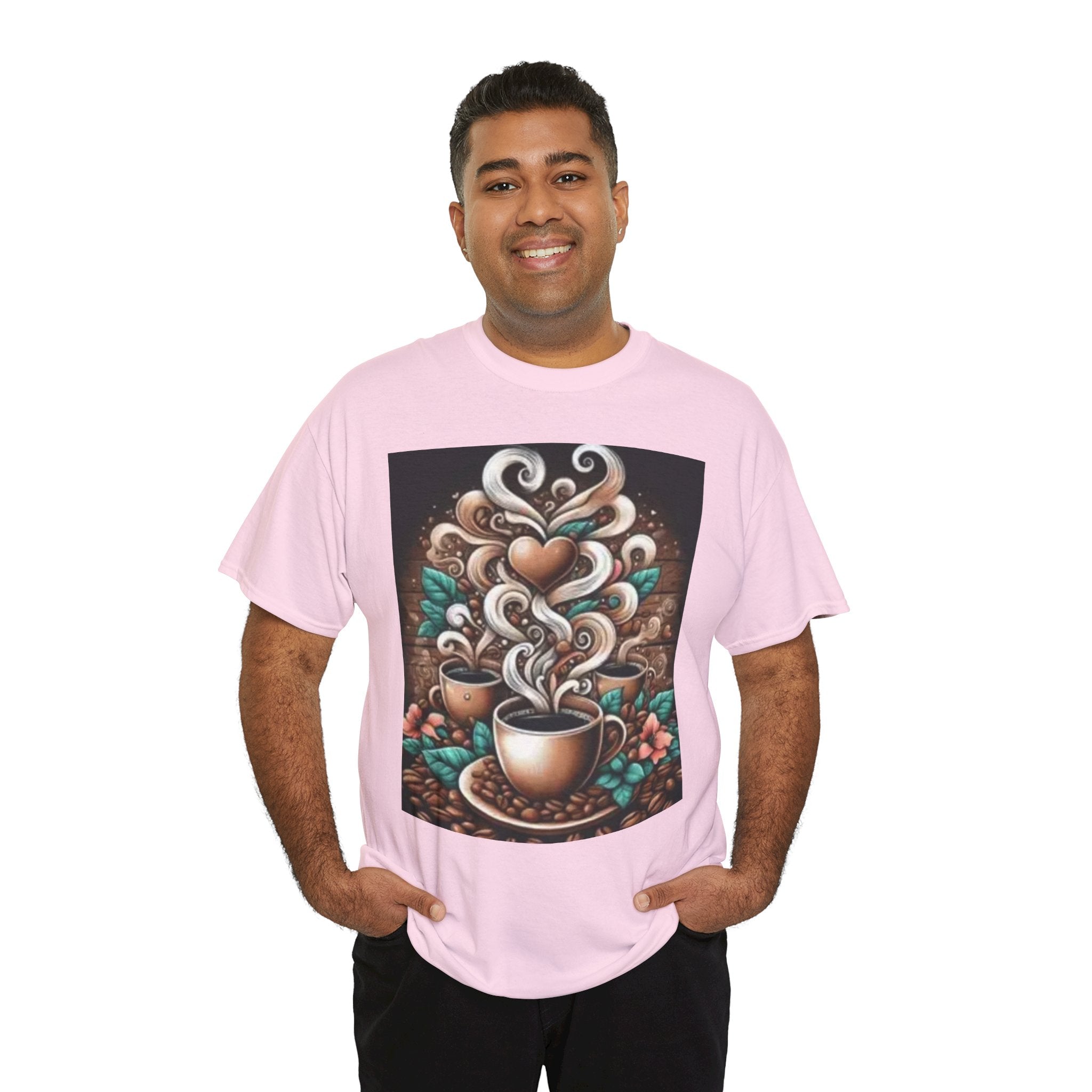 Coffee Cup T-Shirt — Whimsical Steaming Heart Coffee Design