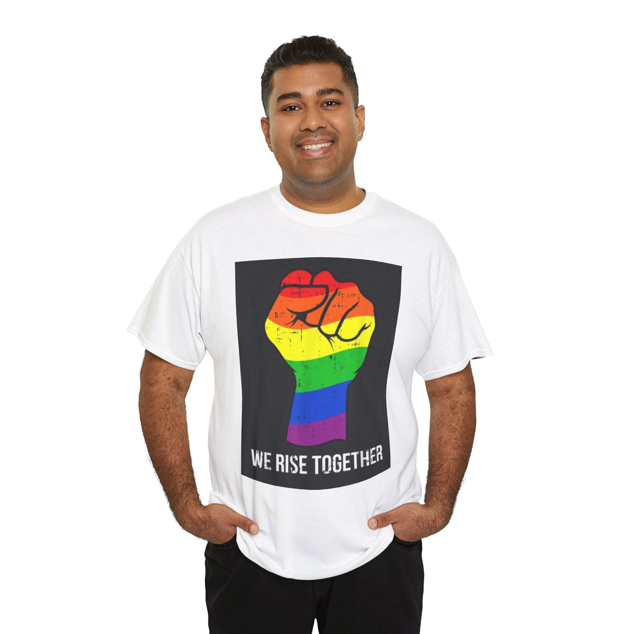 We Rise Together Rainbow Fist T-Shirt