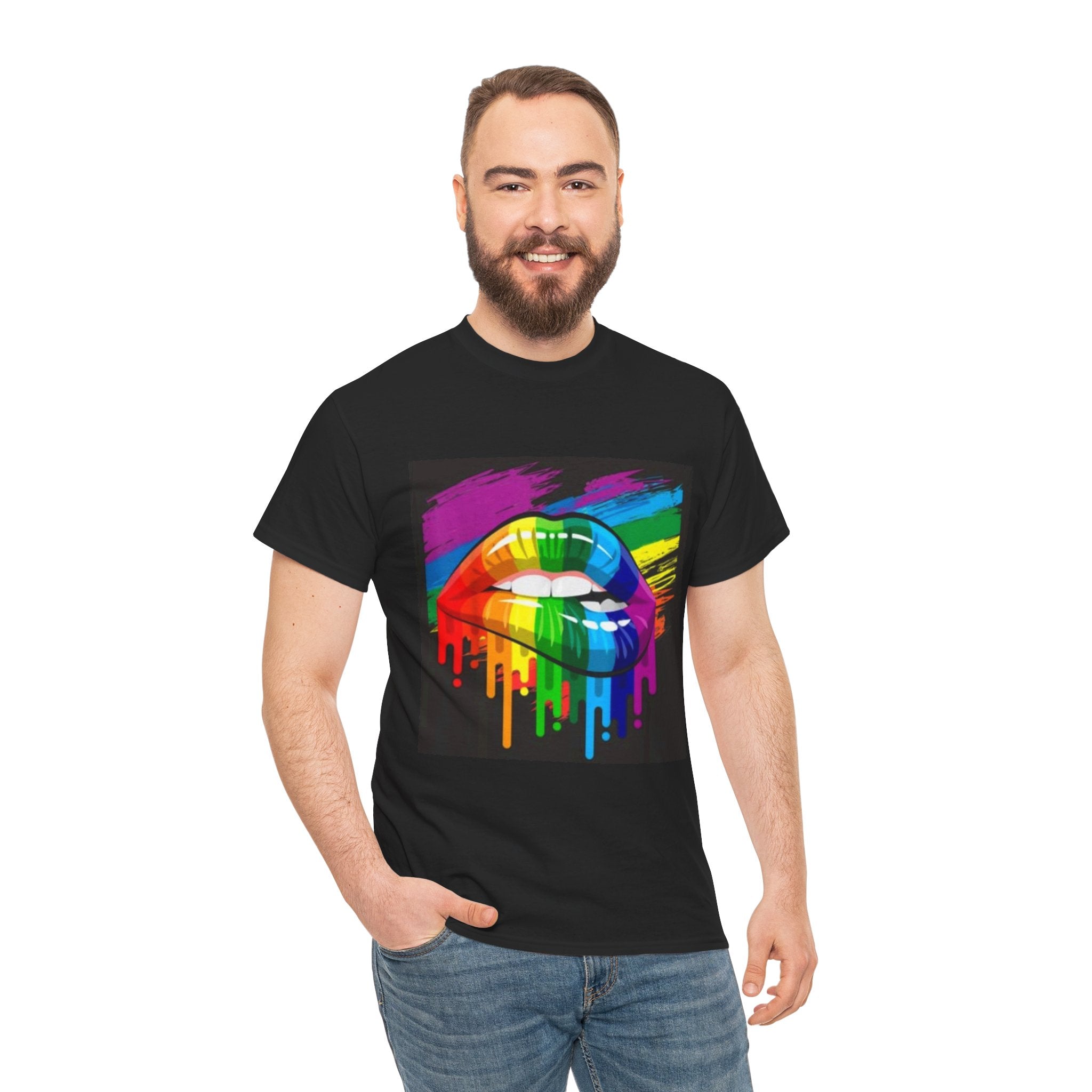 T-Shirt — Rainbow Drip Lips Pride Graphic Tee