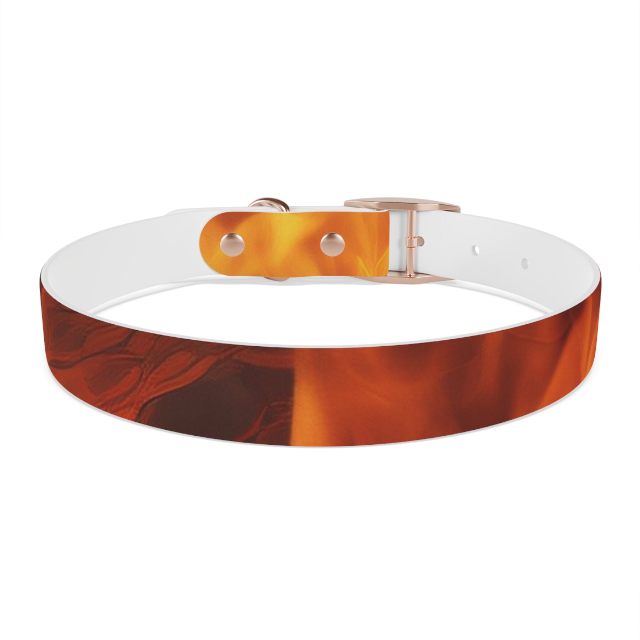 Amber Swirl Dog Collar — Warm Brown Abstract Pattern