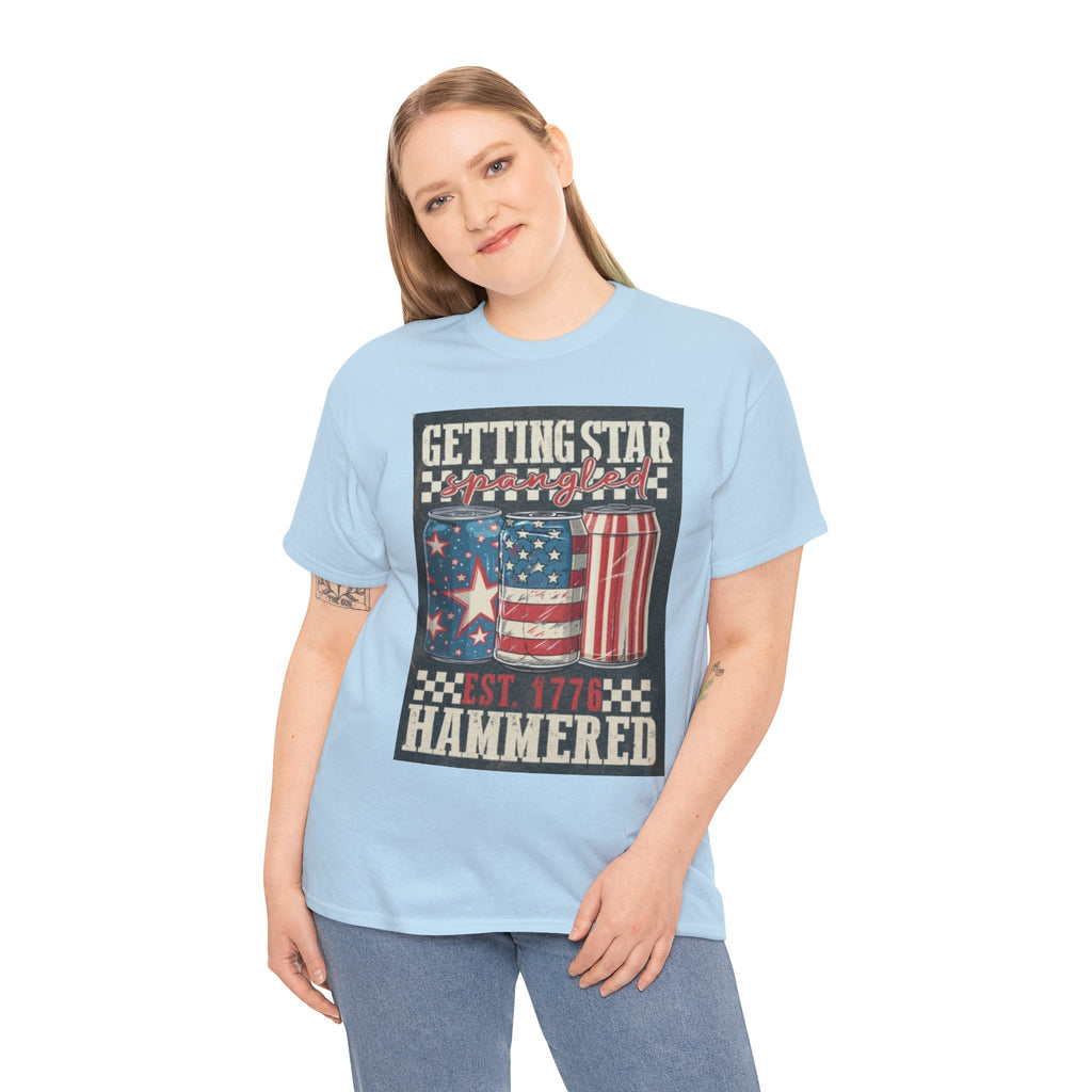Getting Star Hammered Tee — Patriotic 4th of July Beer Can T-Shirt (Est. 1776)
