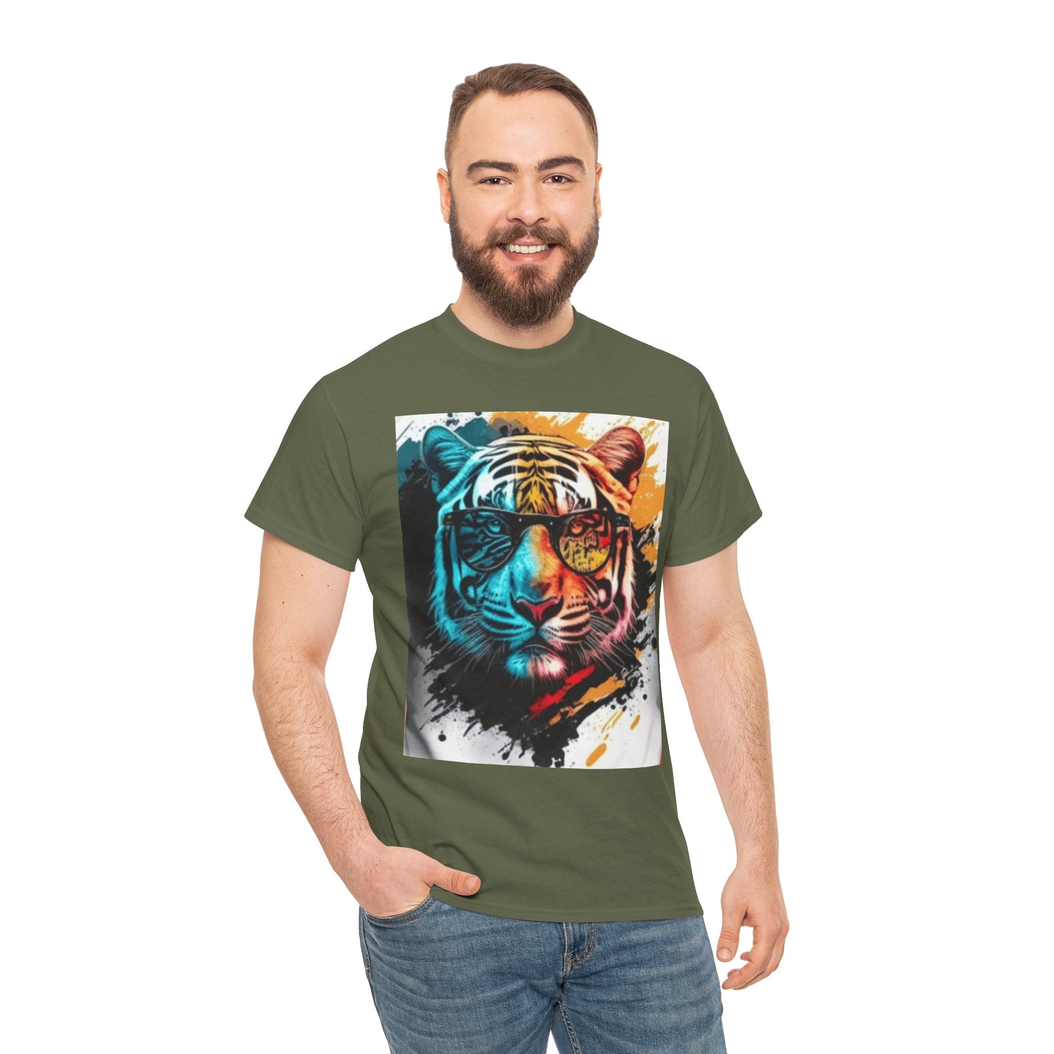 Tiger Portrait T-Shirt — Colorful Abstract Tiger Face Tee
