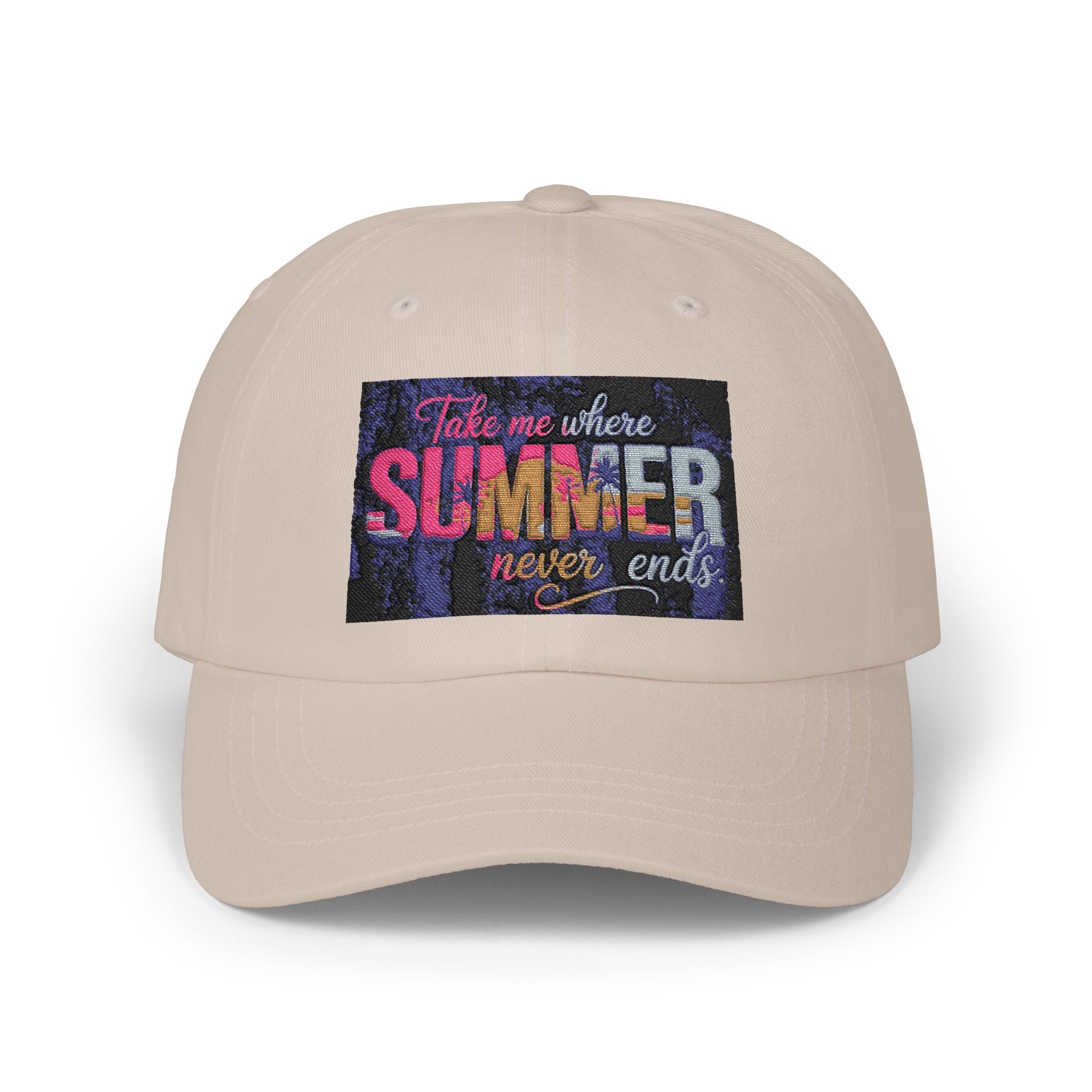 Dad Cap - 'Take Me Where Summer Never Ends' Embroidered Vintage Beach Hat