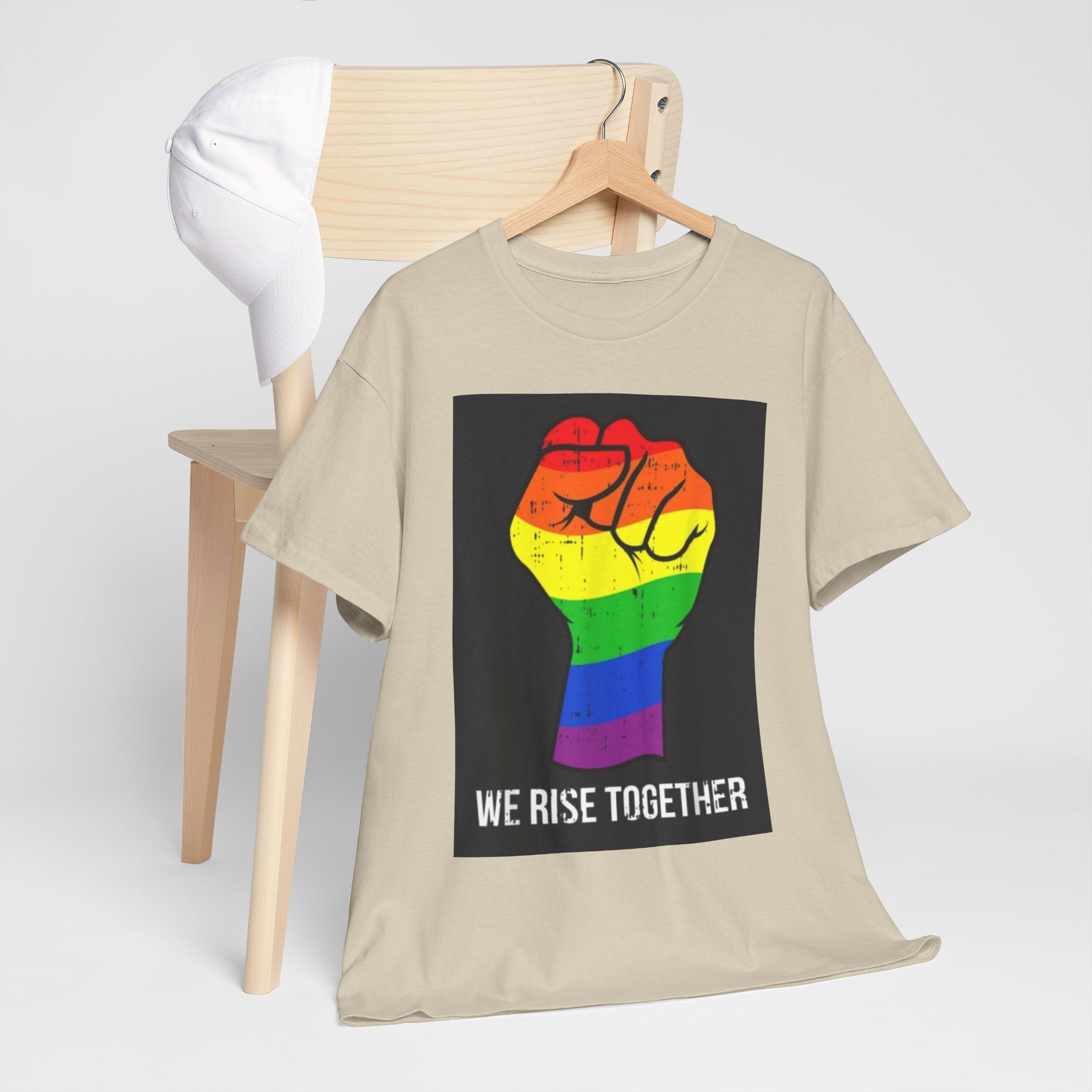 We Rise Together Rainbow Fist T-Shirt