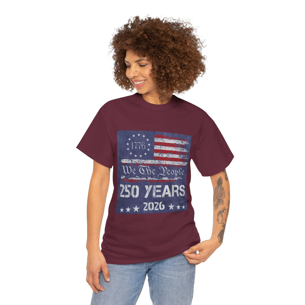 T-Shirt — Vintage 'We The People 250 Years 2026' Patriotic American Flag Tee