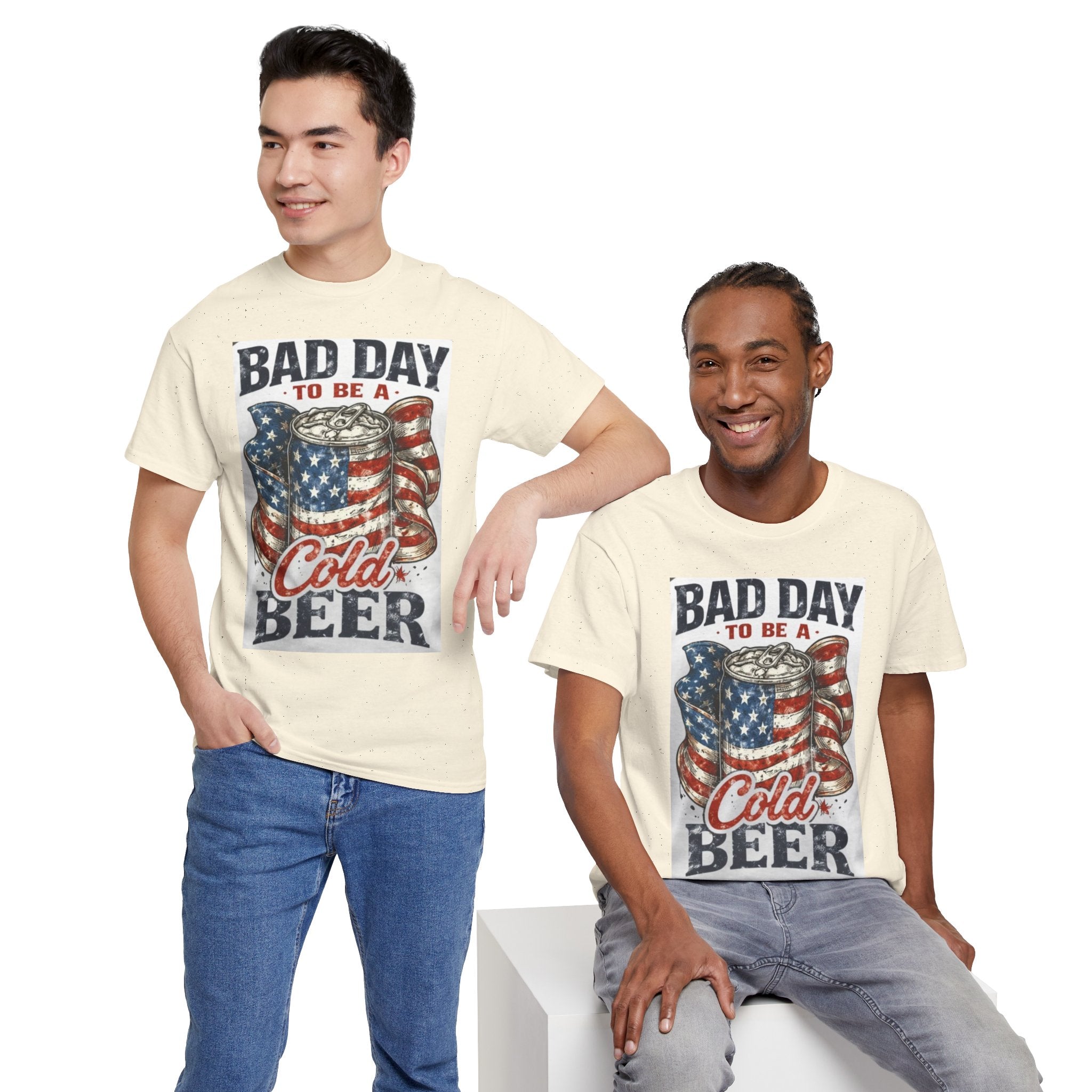 Bad Day to Be a Cold Beer T-Shirt — American Flag Beer Can Graphic Tee