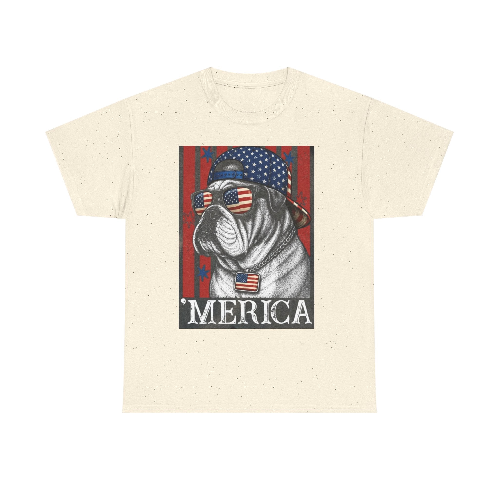 'Merica Bulldog T-Shirt — Patriotic American Flag Tee for Fourth of July