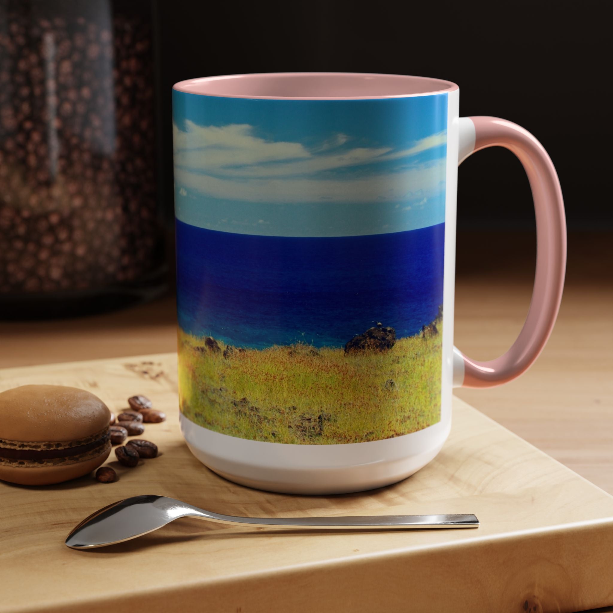 Coastal Landscape Accent Coffee Mug – Ocean View Beach Scene (11/15oz)