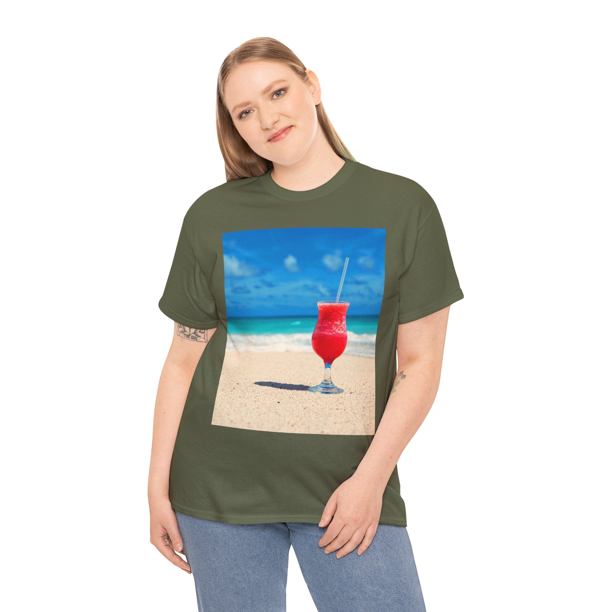 Tropical Beach Cocktail Graphic Tee (Summer Vacation Drink)