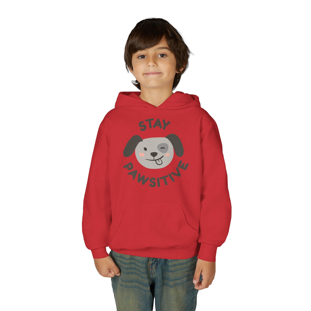 Stay Pawsitive Youth Hoodie – Cute Dog Graphic Kids Sweatshirt