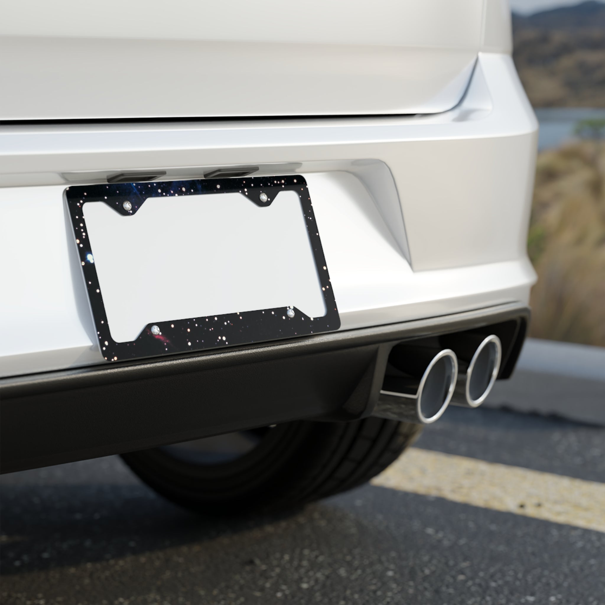 Galaxy Metal License Plate Frame — Starry Space Car Trim
