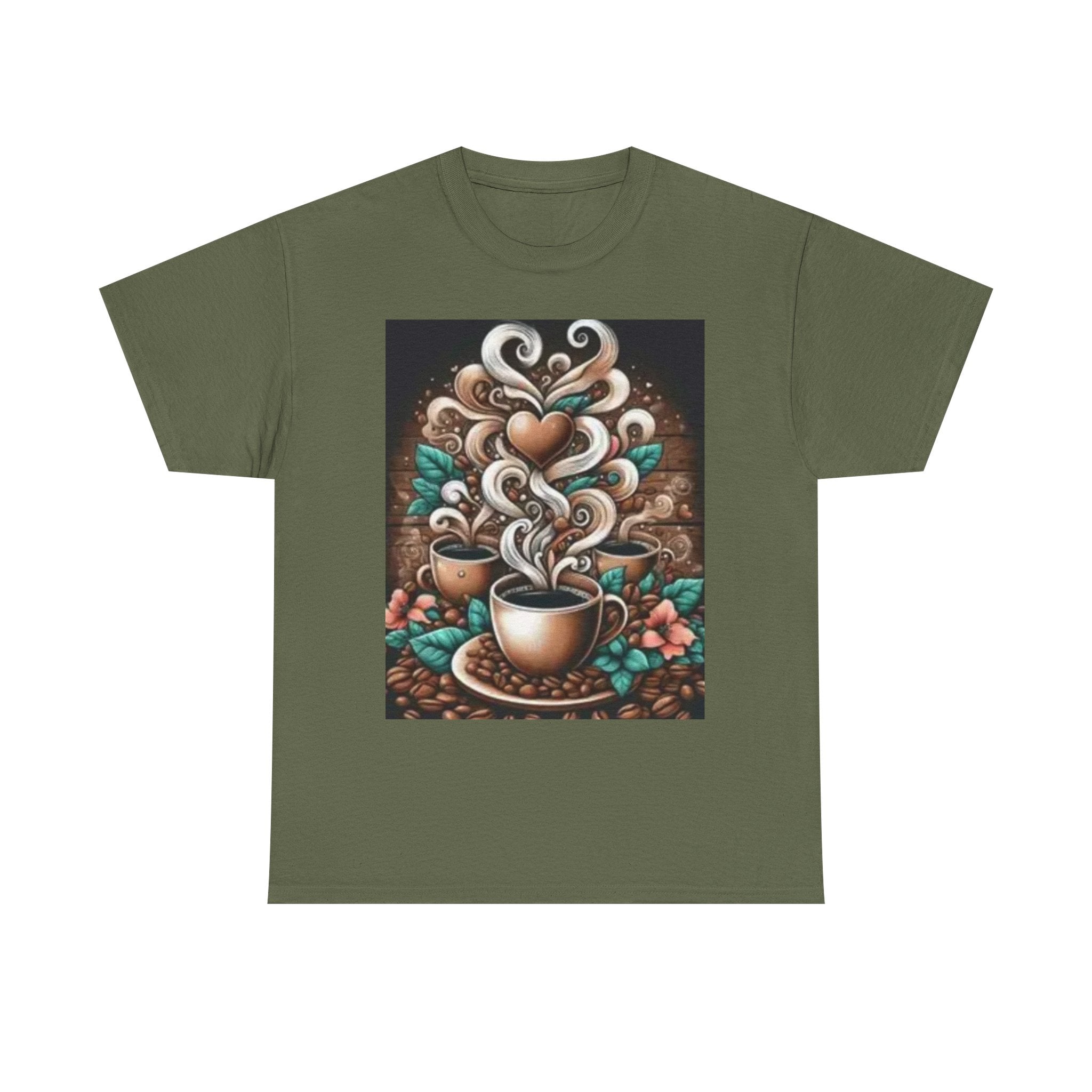 Coffee Cup T-Shirt — Whimsical Steaming Heart Coffee Design