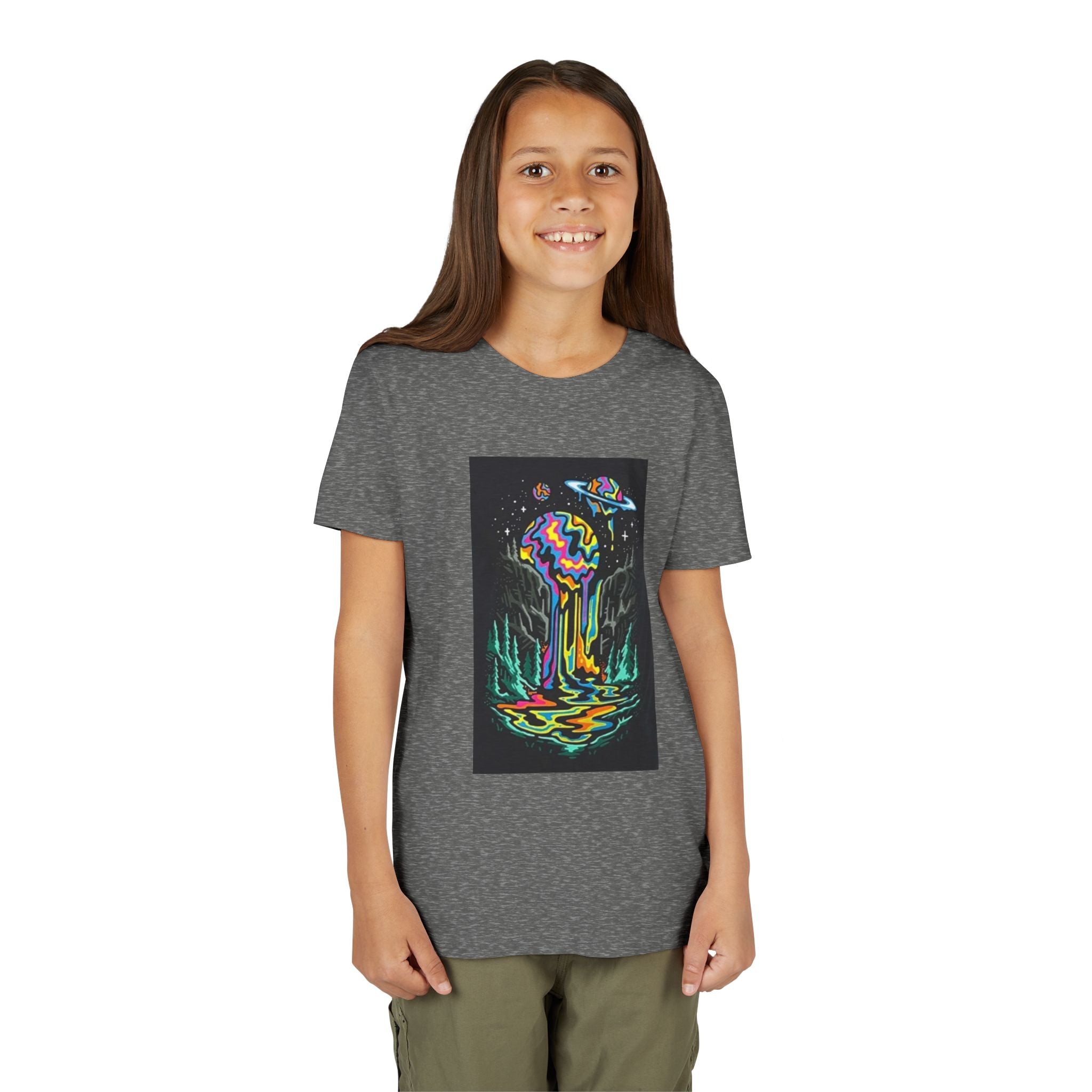 Youth Tee — Neon Drip Planet Space Graphic