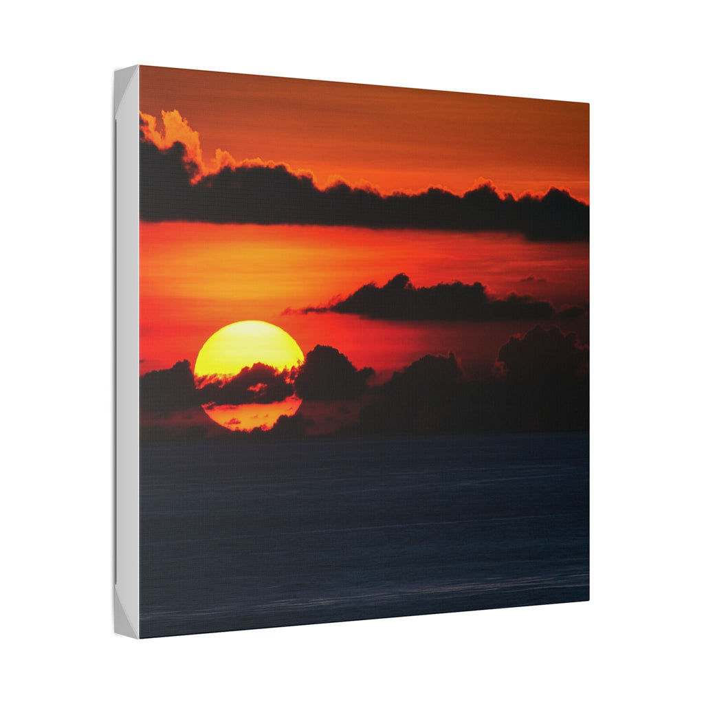 Sunset Ocean Canvas Print — Dramatic Red Sunset Wall Art