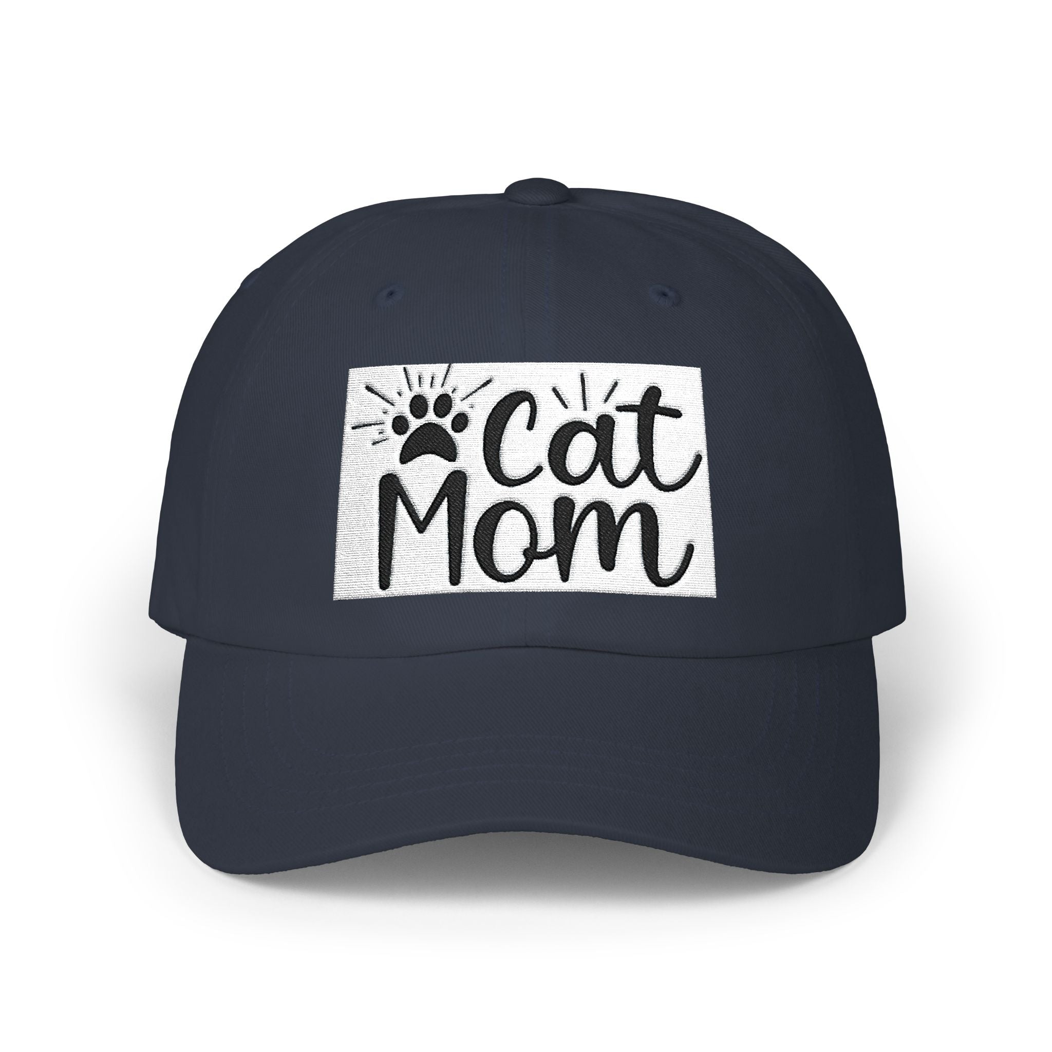 Cat Mom Dad Cap – White Embroidered Cat Mom Baseball Hat