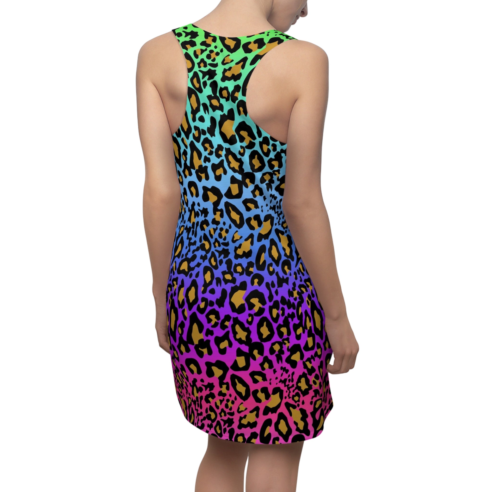 Rainbow Leopard Racerback Dress – Vibrant Ombre Animal Print