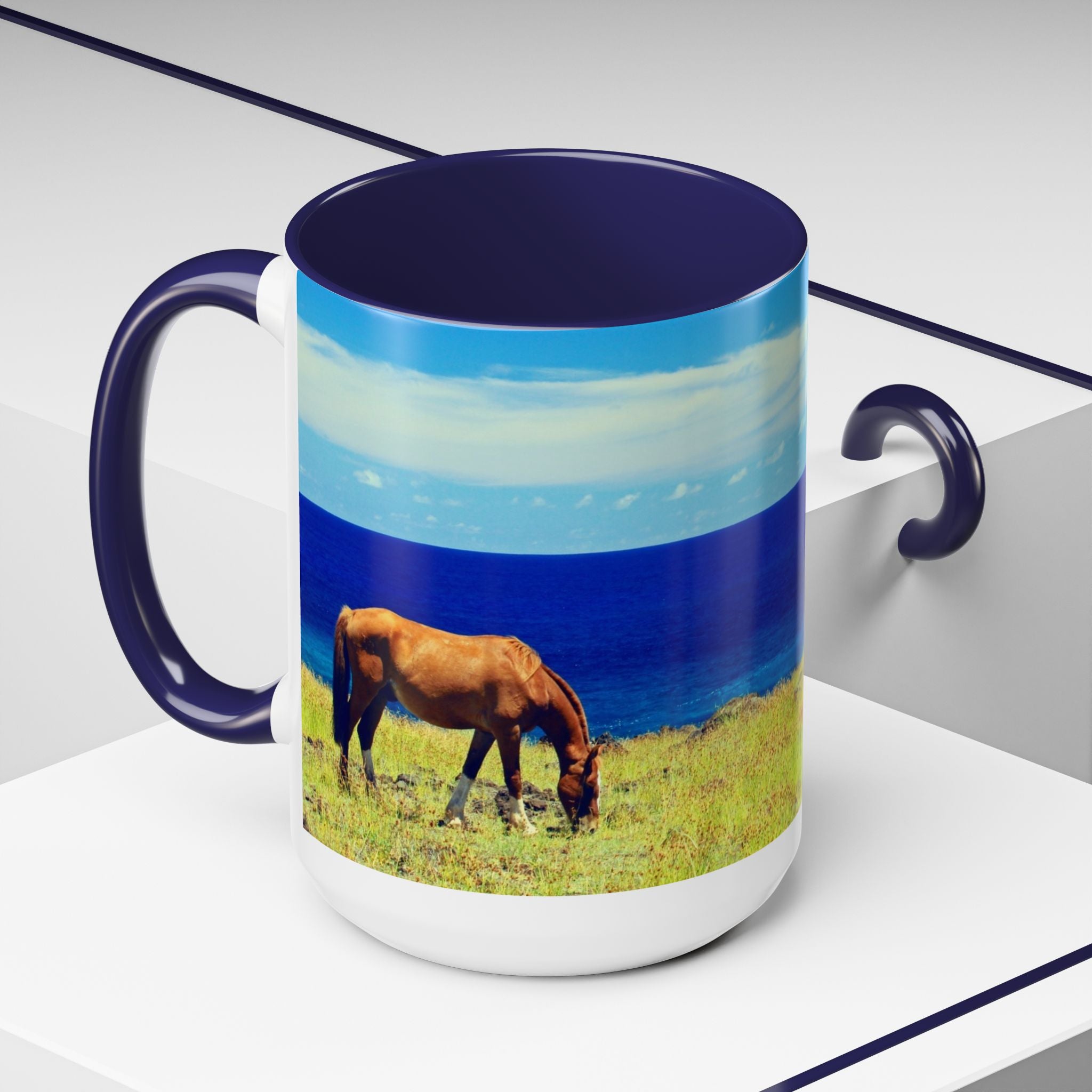 Coastal Landscape Accent Coffee Mug – Ocean View Beach Scene (11/15oz)