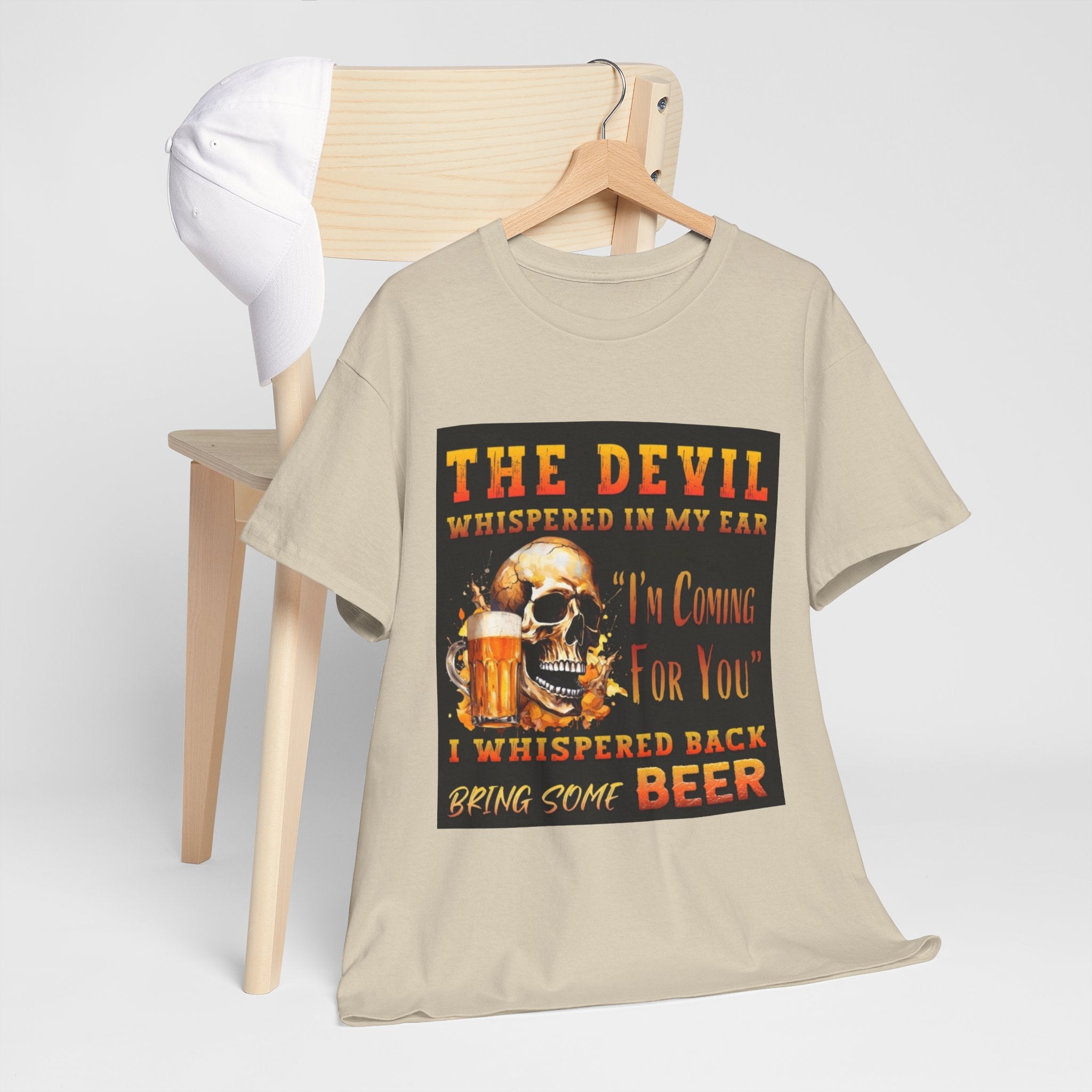 Devil Whispered T-Shirt — “I’m Coming For You” Skull Beer Graphic Tee