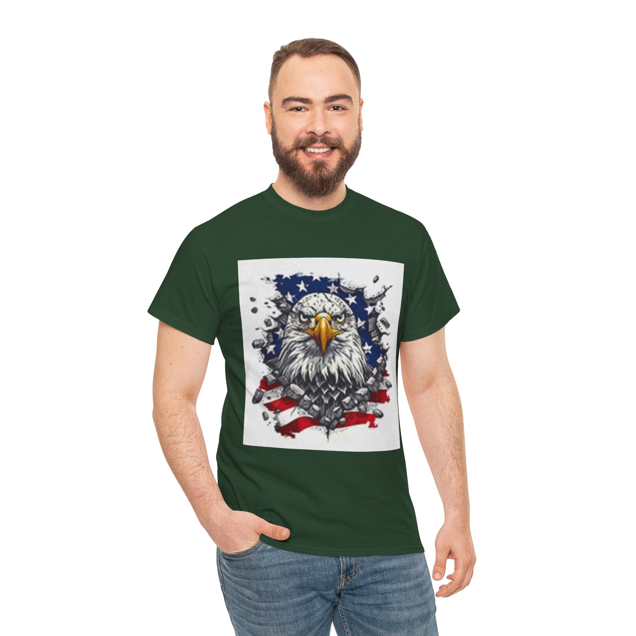 Eagle American Flag T-Shirt — Patriotic Bald Eagle Graphic Tee for 4th of July