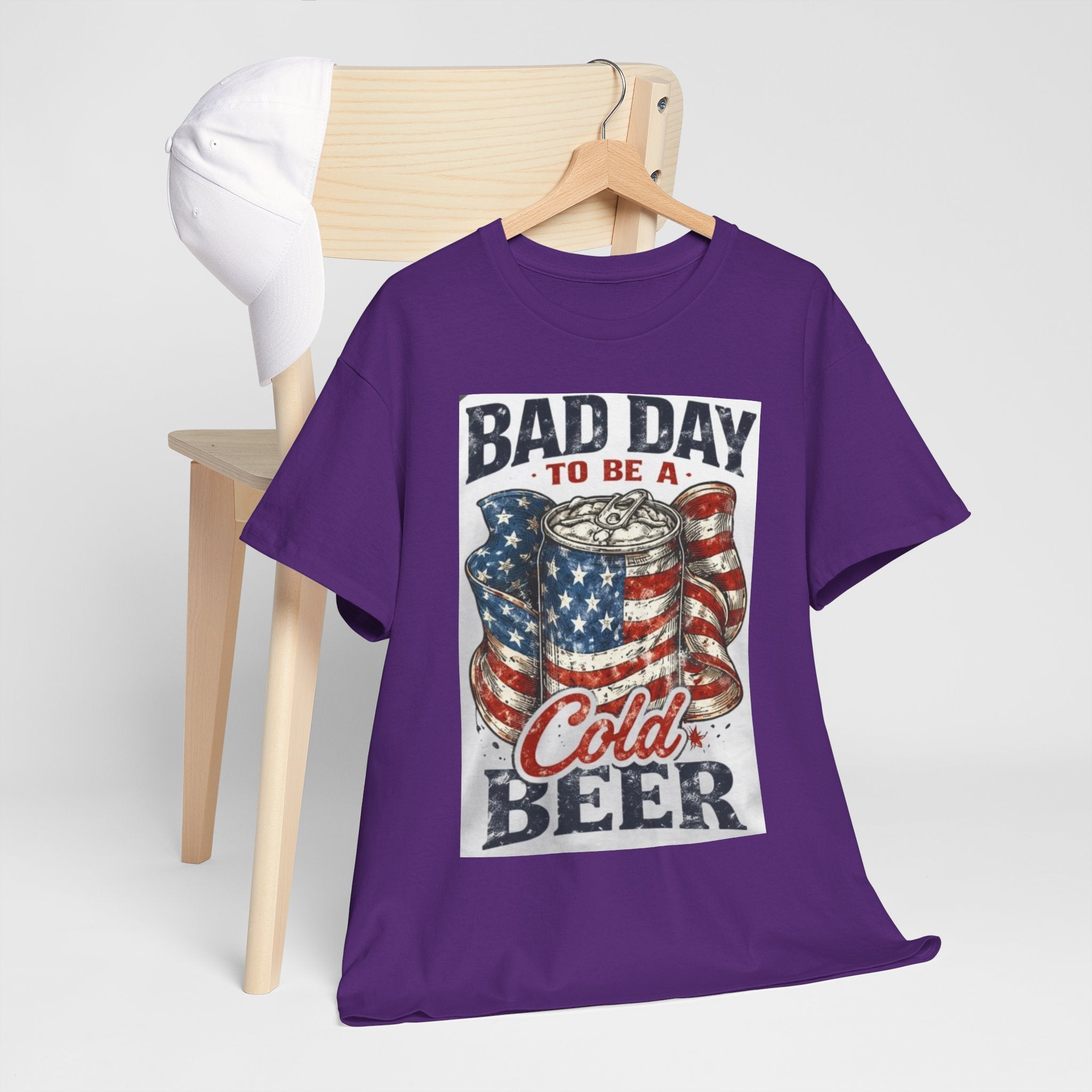 Bad Day to Be a Cold Beer T-Shirt — American Flag Beer Can Graphic Tee