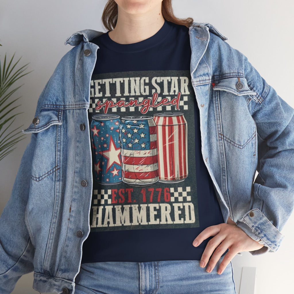 Getting Star Hammered Tee — Patriotic 4th of July Beer Can T-Shirt (Est. 1776)