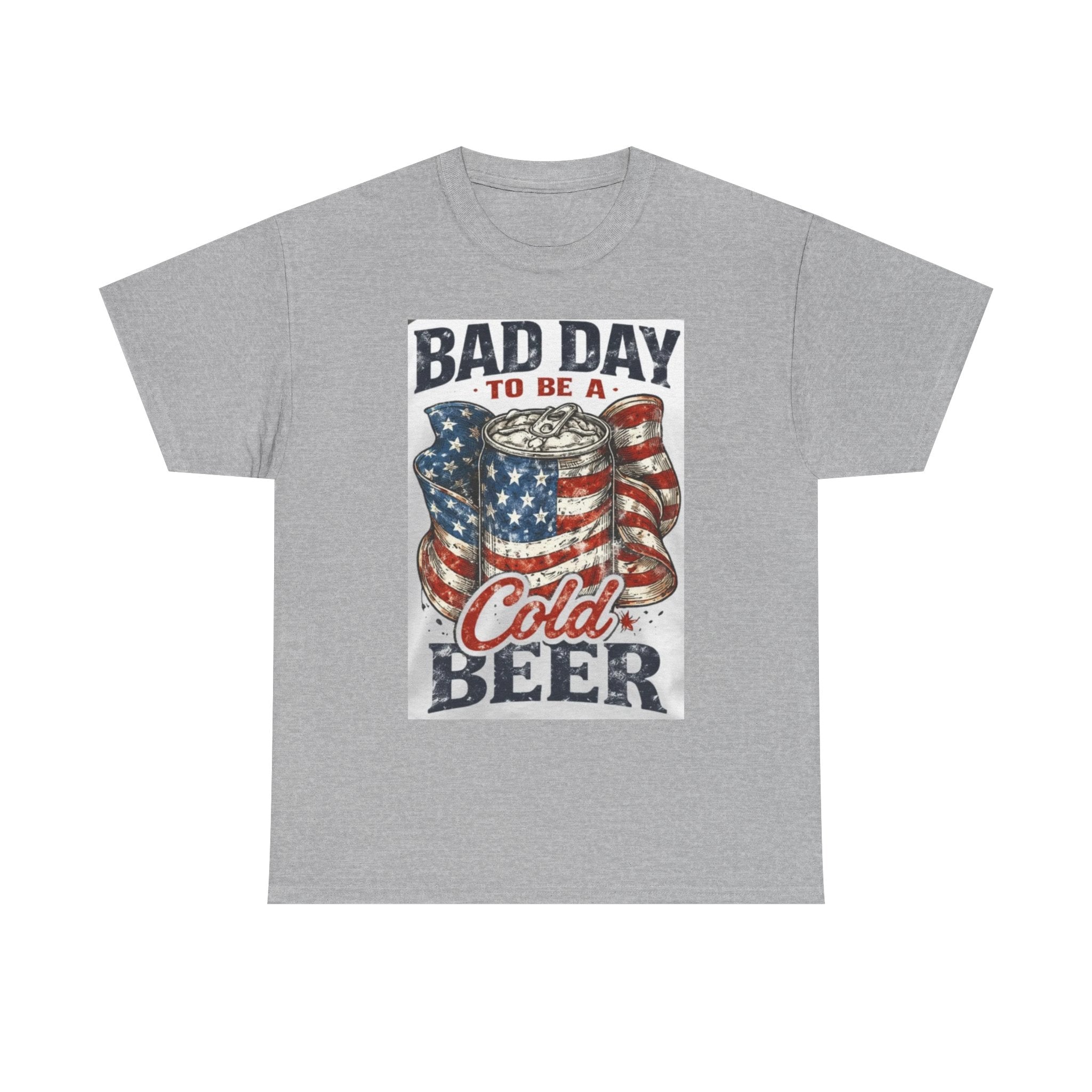 Bad Day to Be a Cold Beer T-Shirt — American Flag Beer Can Graphic Tee